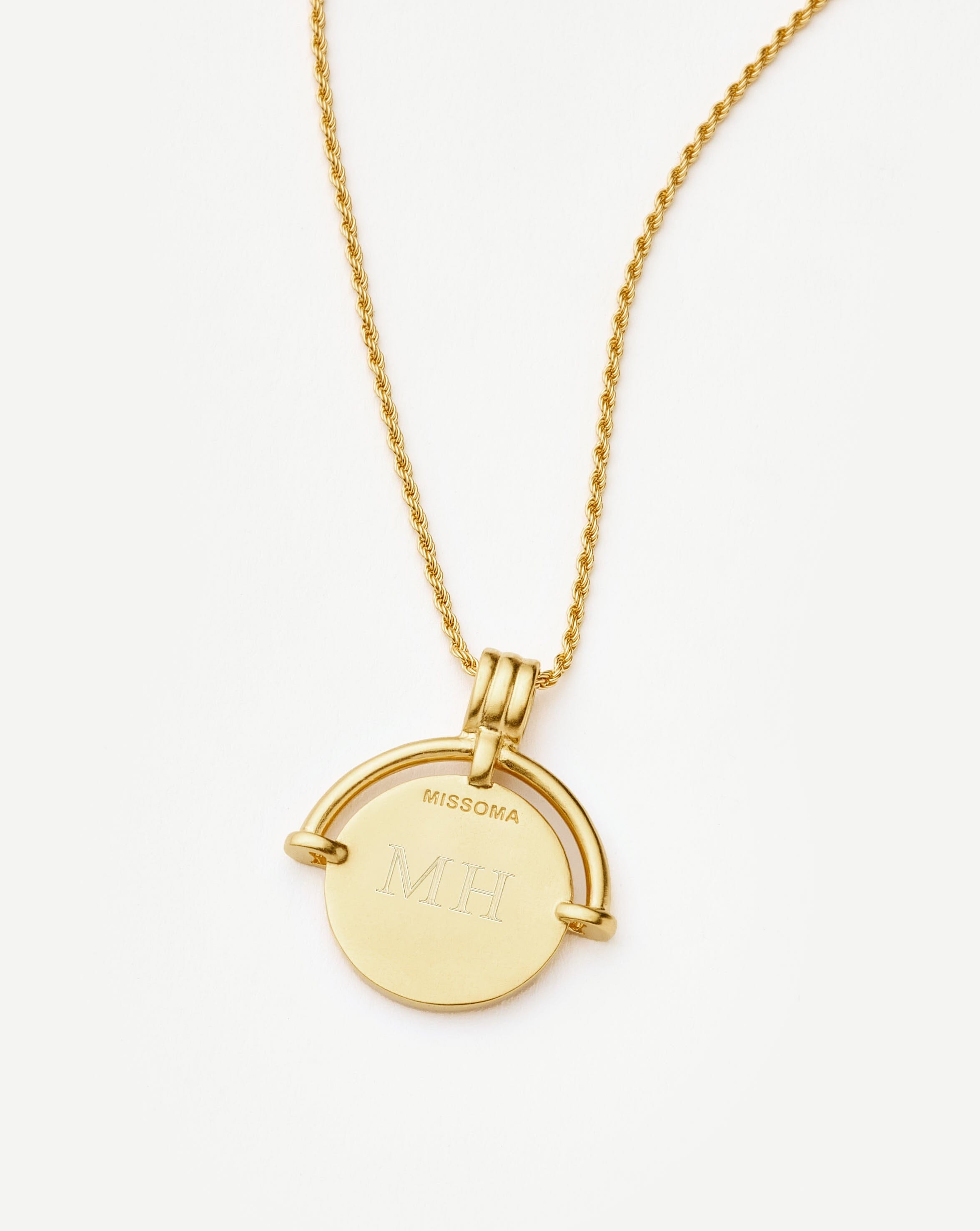 Lucy Williams Medium Engravable Roman Arc Coin Necklace | 18ct Gold Plated Necklaces Missoma 