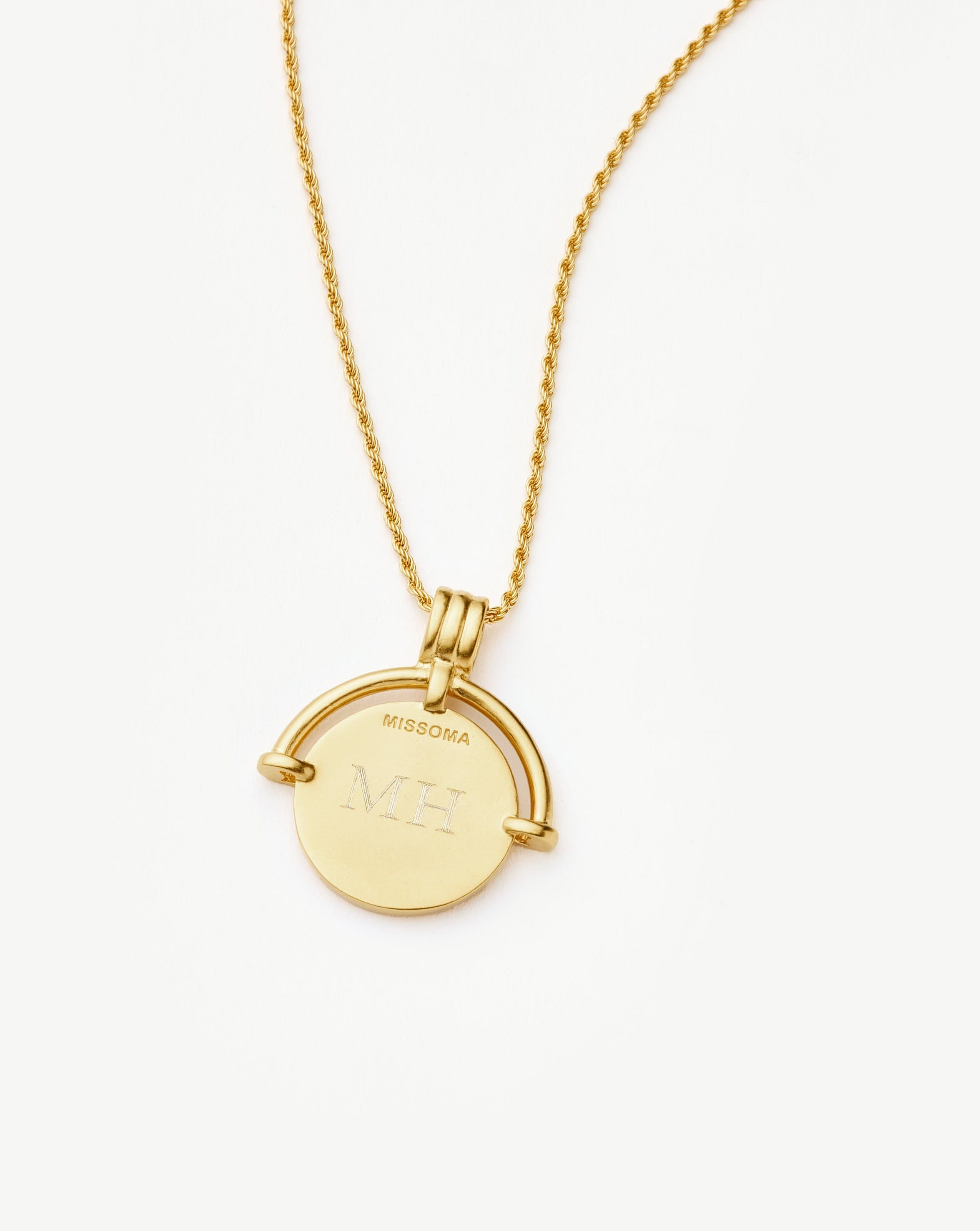 Lucy Williams Medium Engravable Roman Arc Coin Necklace | 18ct Gold Plated Necklaces Missoma 