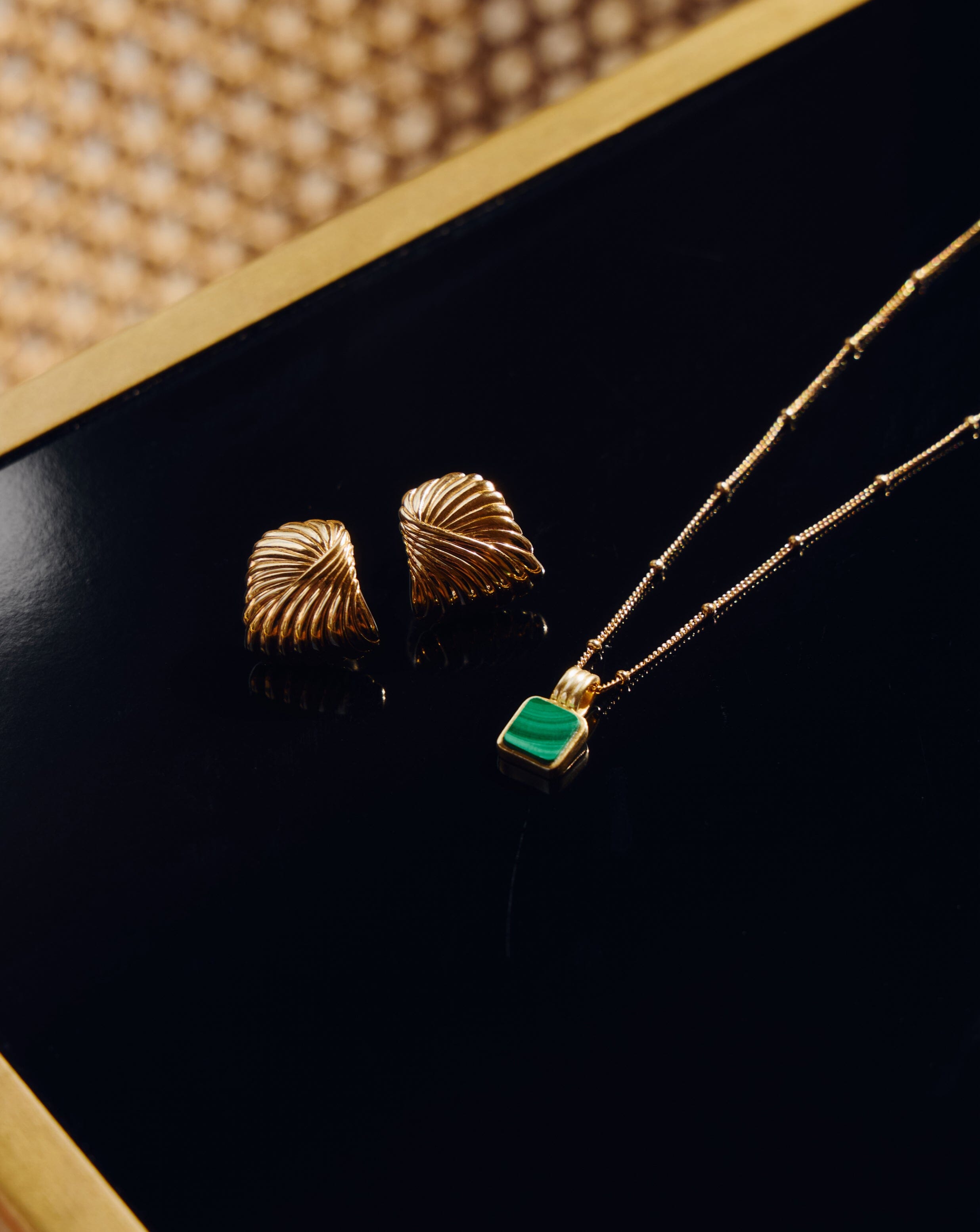 Lucy Williams Square Malachite Necklace | 18ct Gold Vermeil/Malachite Necklaces Missoma 