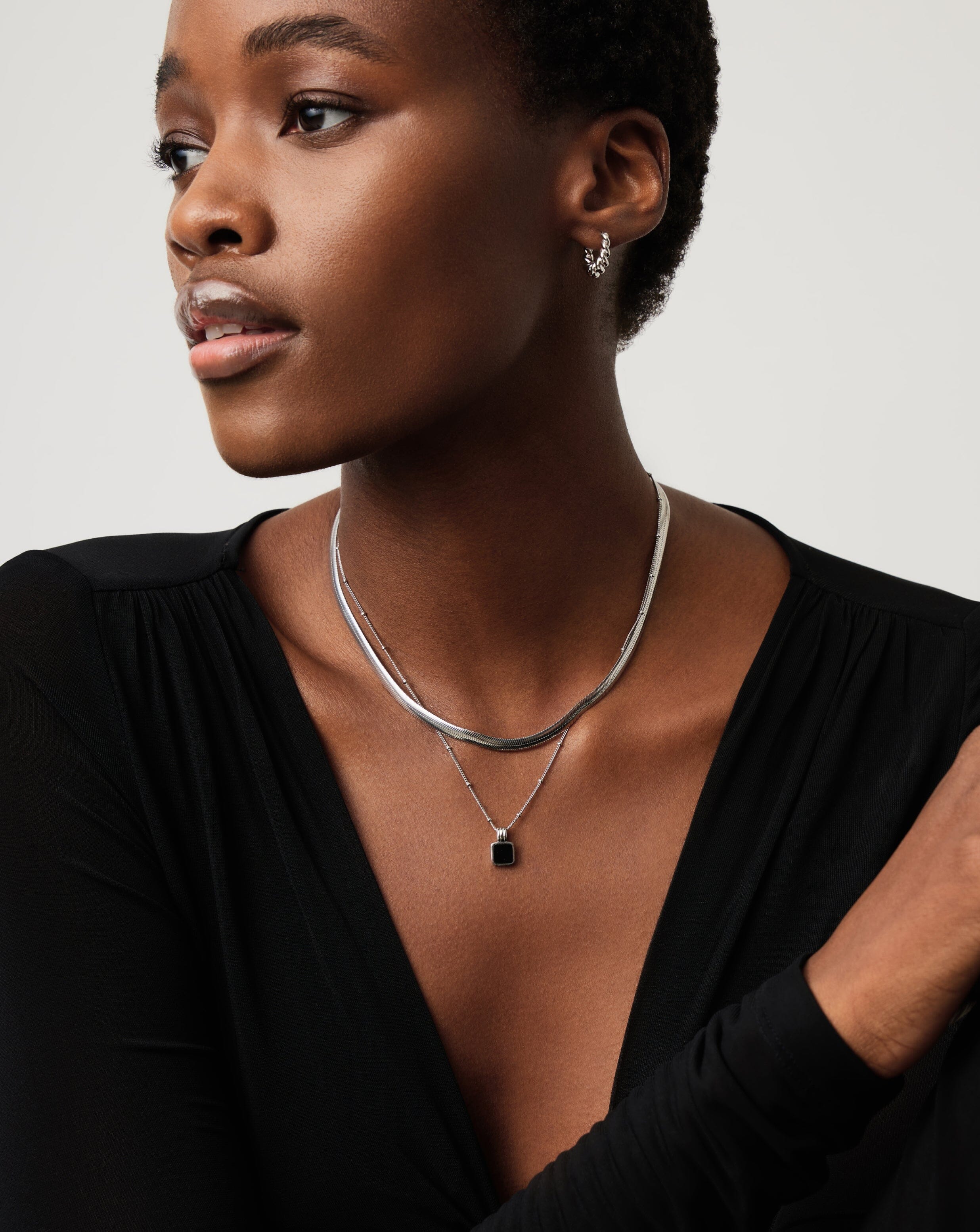 Lucy Williams Square Onyx Necklace | Sterling Silver/Black Onyx Necklaces Missoma 