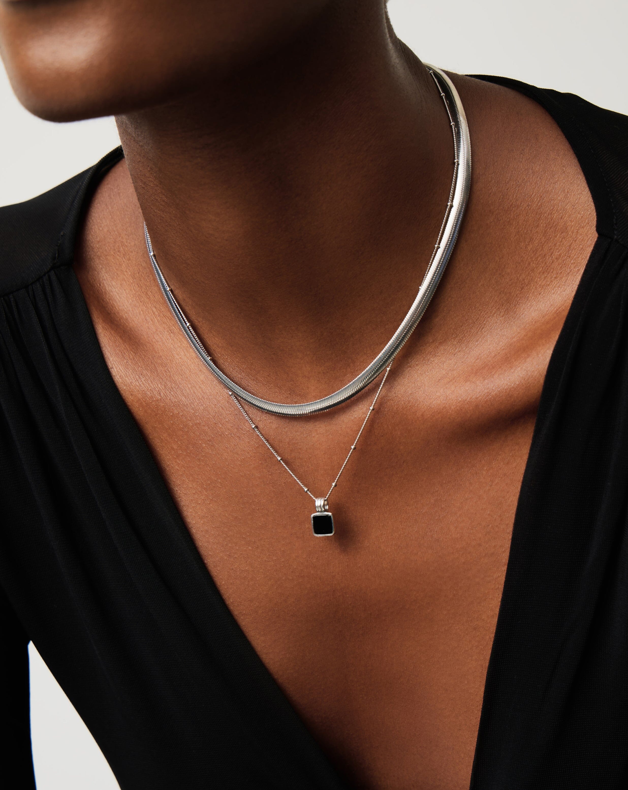 Lucy Williams Square Onyx Necklace | Sterling Silver/Black Onyx Necklaces Missoma 