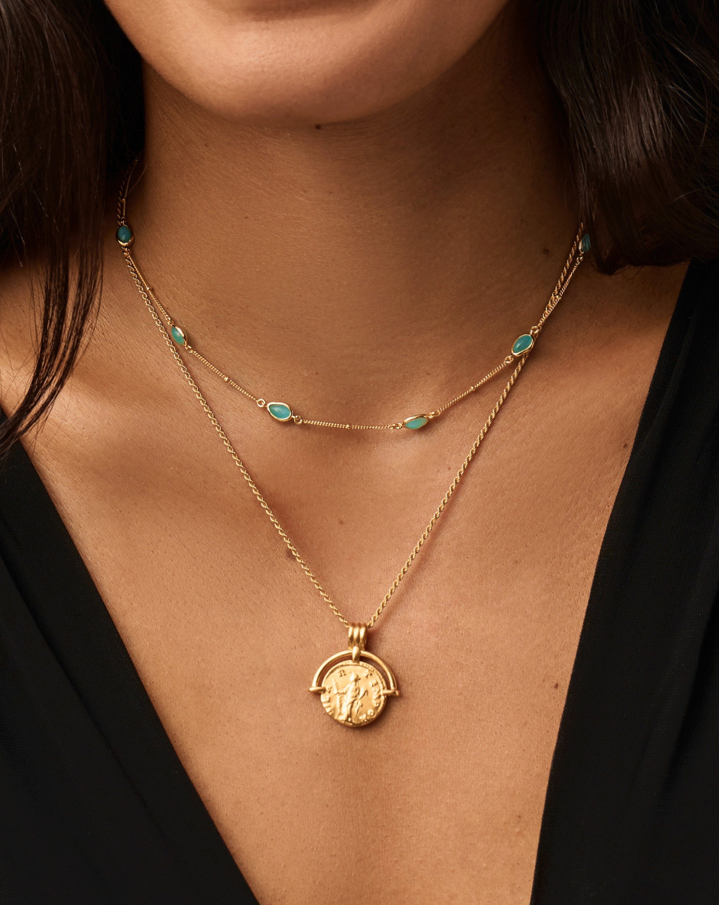 Magma Gemstone Charm Choker | 18ct Gold Vermeil/Amazonite Necklaces Missoma 