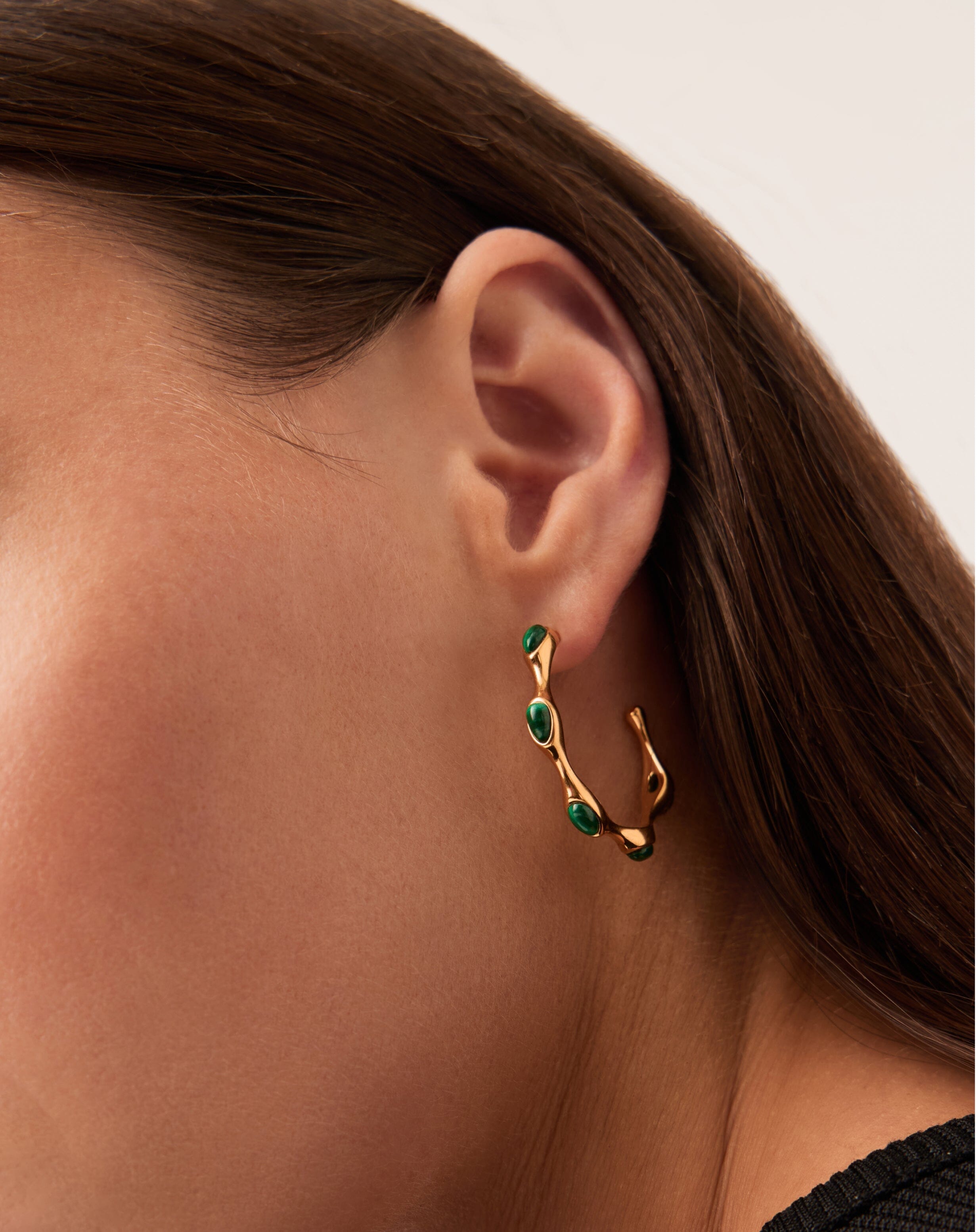 Magma Gemstone Medium Hoop Earrings | 18ct Recycled Gold Plated on Brass Earrings Missoma 