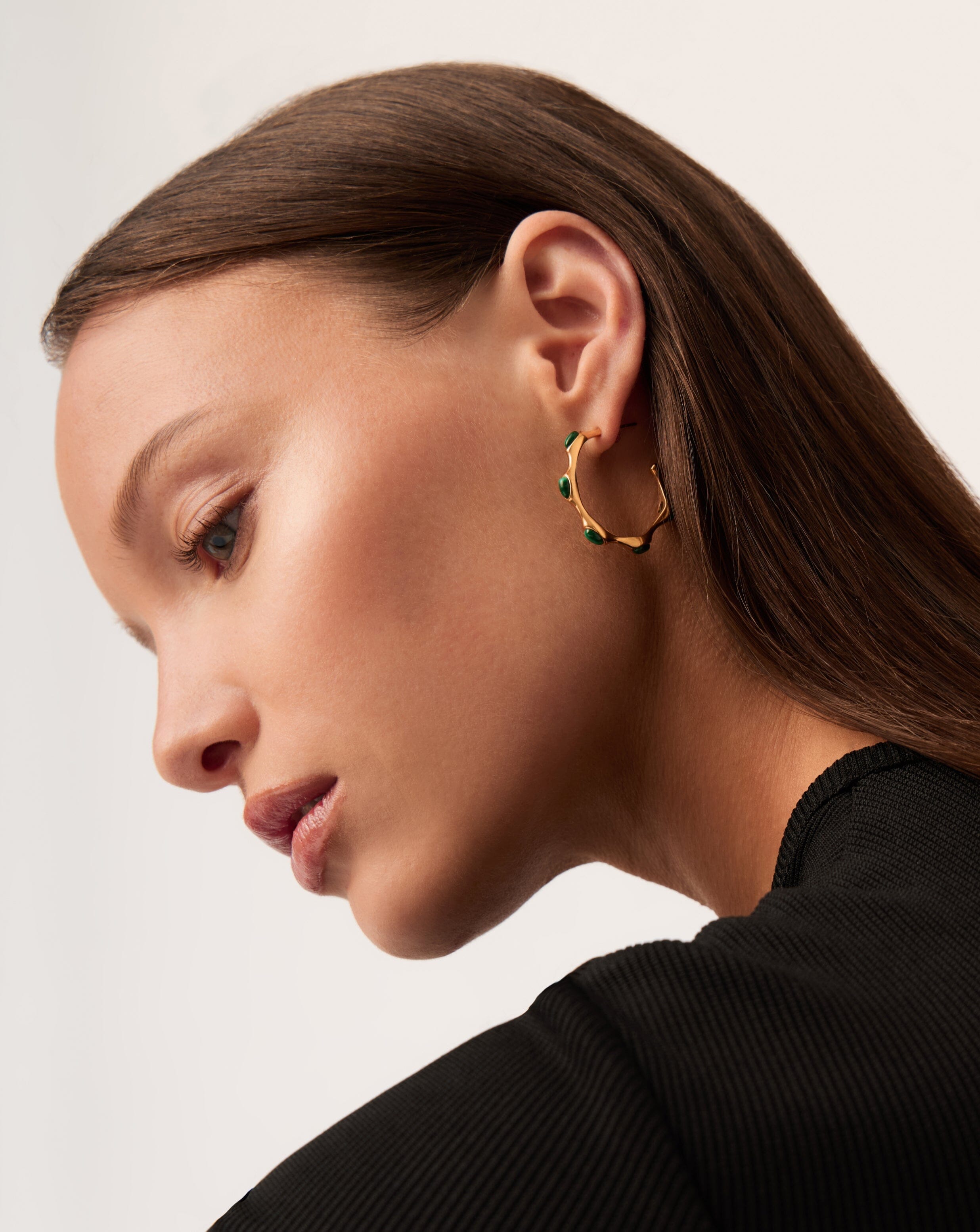 Magma Gemstone Medium Hoop Earrings | 18ct Recycled Gold Plated on Brass Earrings Missoma 