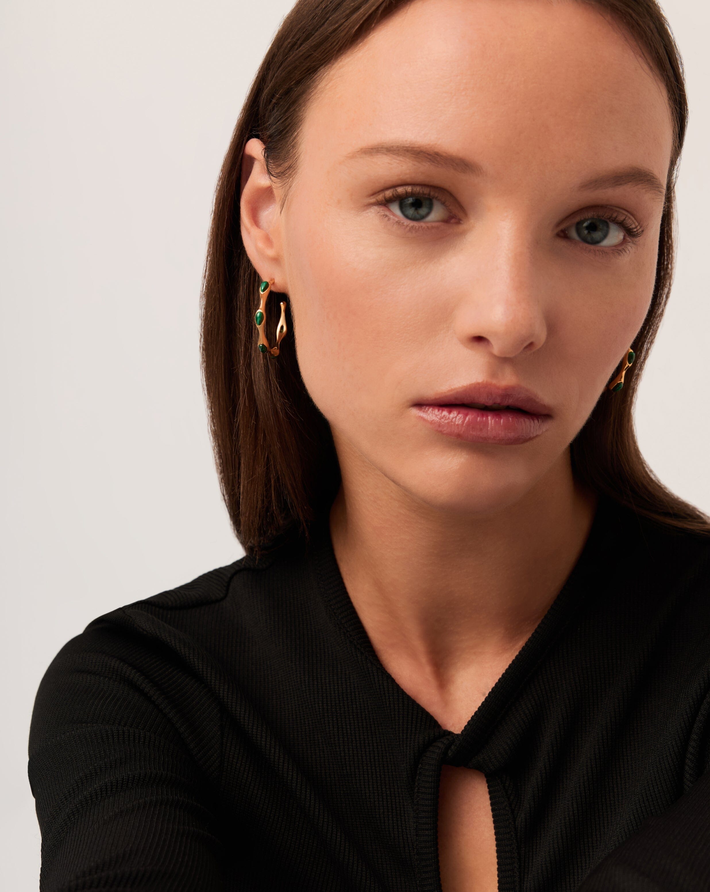 Magma Gemstone Medium Hoop Earrings | 18ct Recycled Gold Plated on Brass Earrings Missoma 