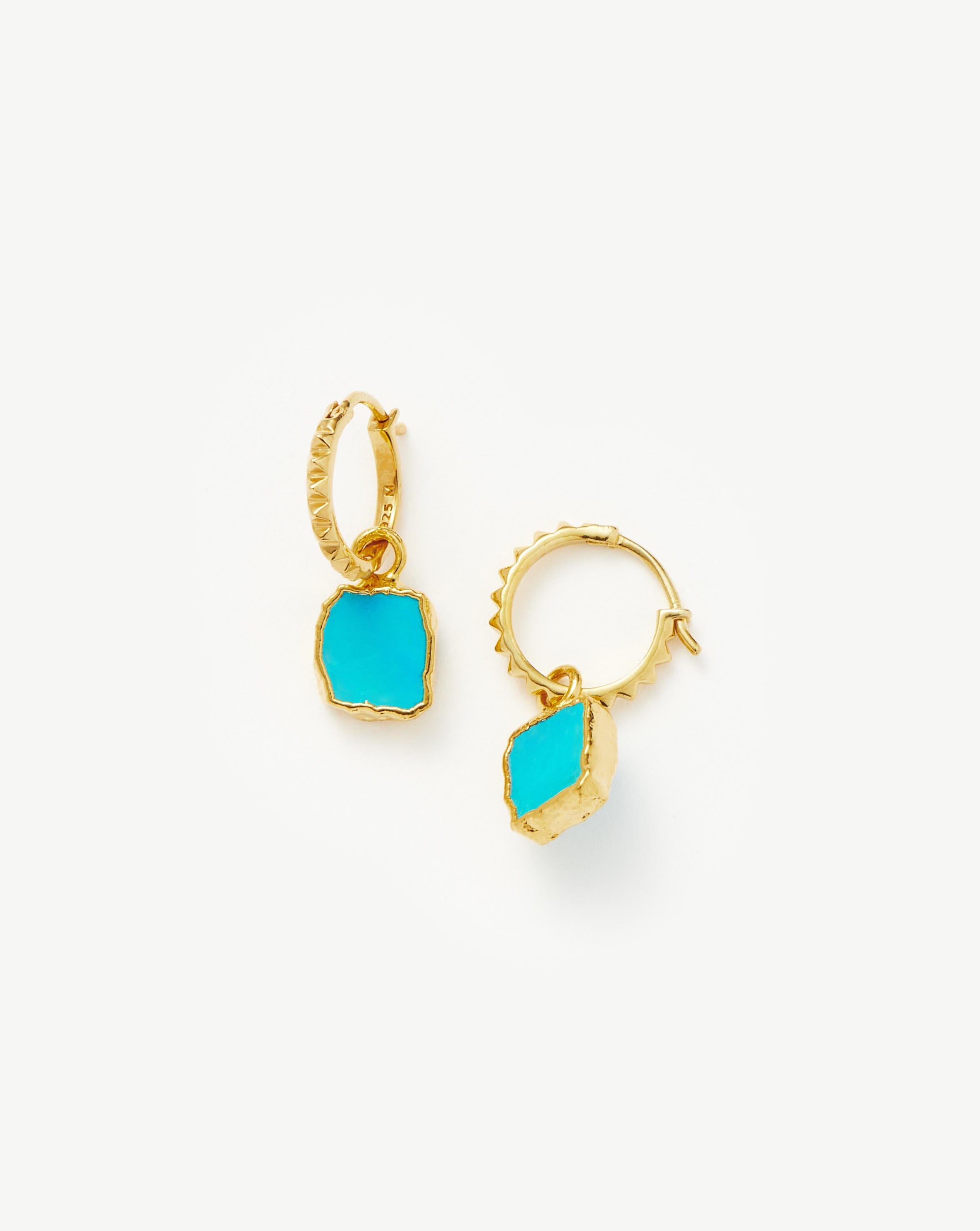 Mini Pyramid Charm Hoop Earrings | 18ct Gold Plated Vermeil/Turquoise Earrings Missoma 