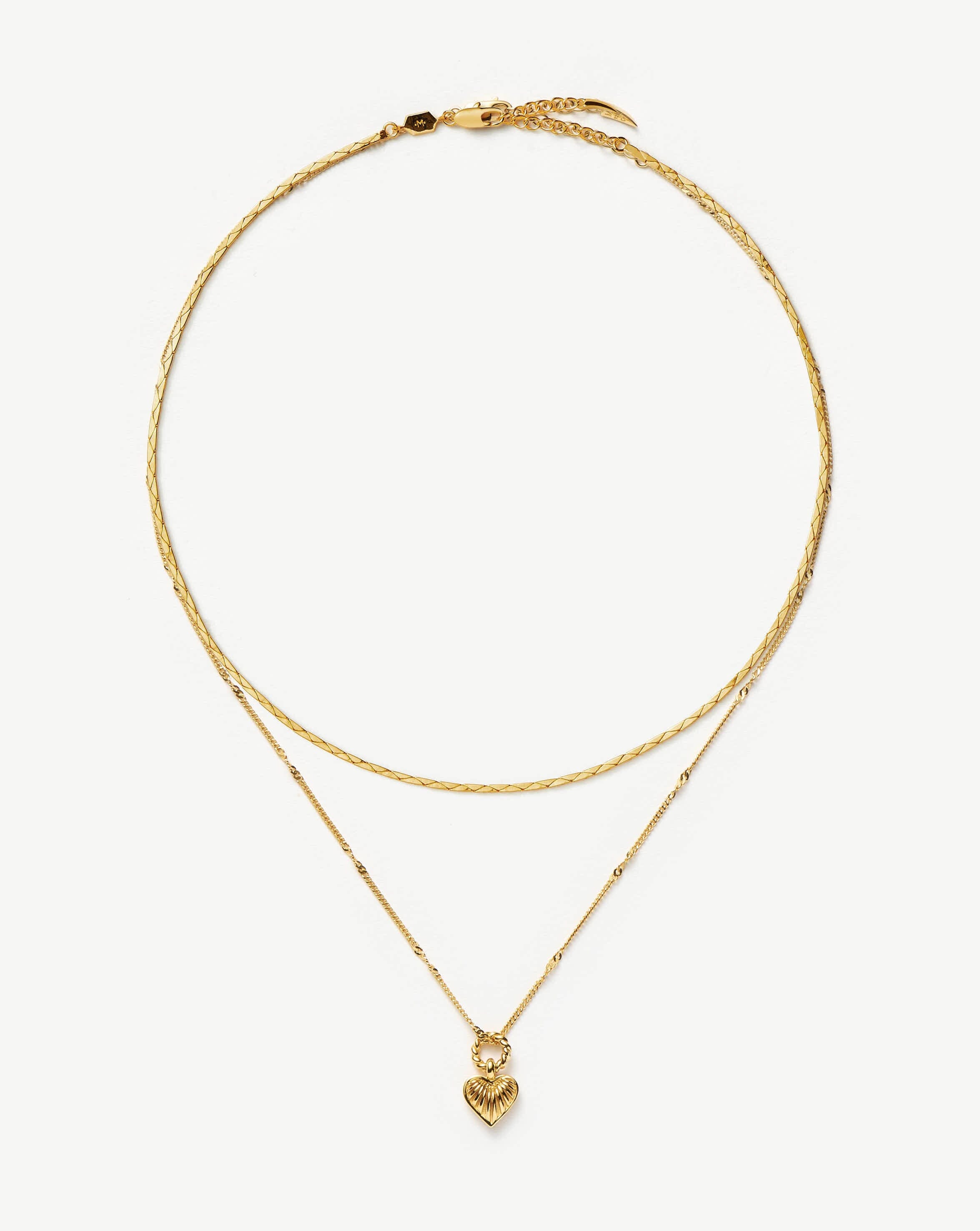 Mini Ridge Heart Chain Necklace Set | 18ct Gold Plated Layering Sets Missoma 