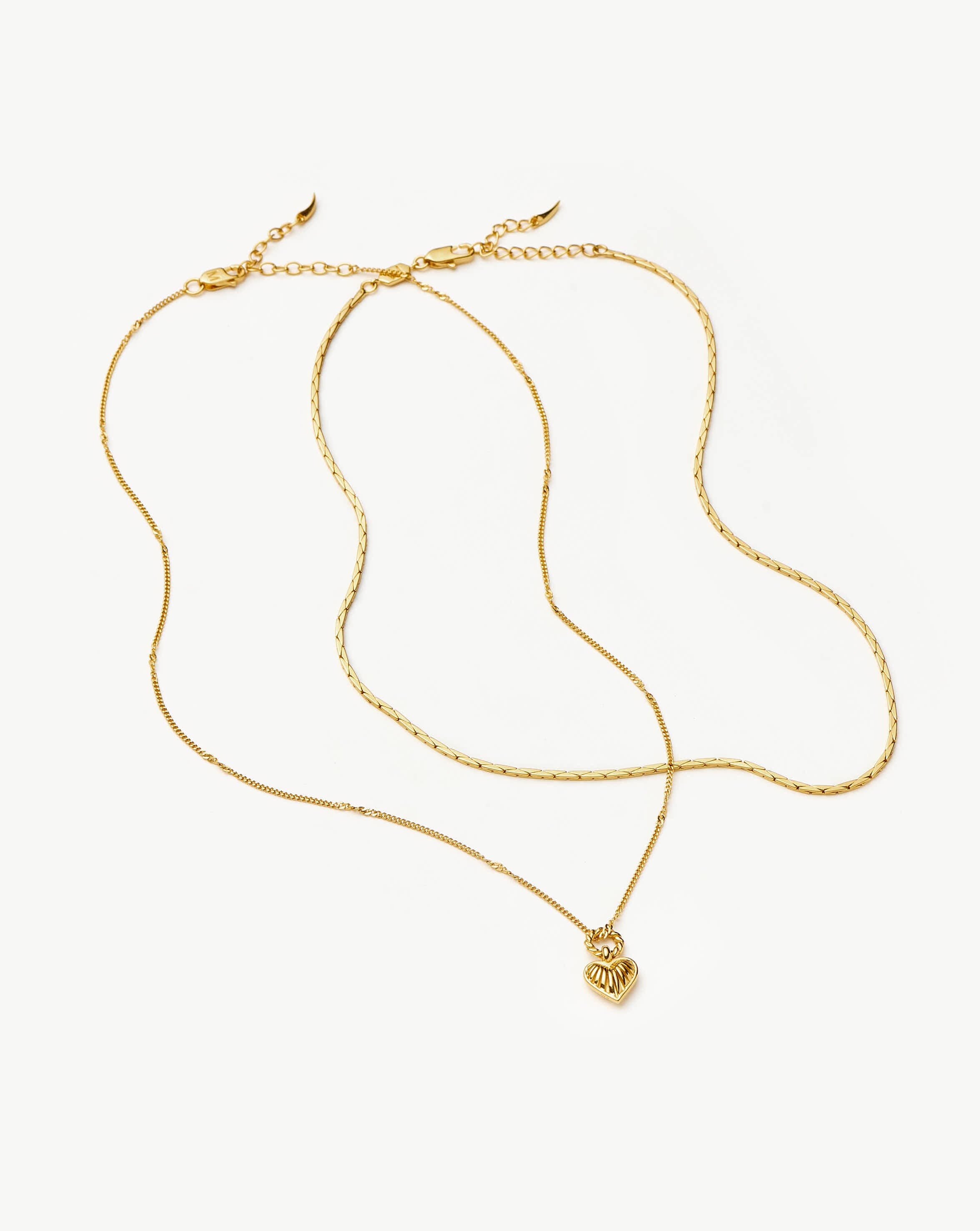 Mini Ridge Heart Chain Necklace Set | 18ct Gold Plated Layering Sets Missoma 