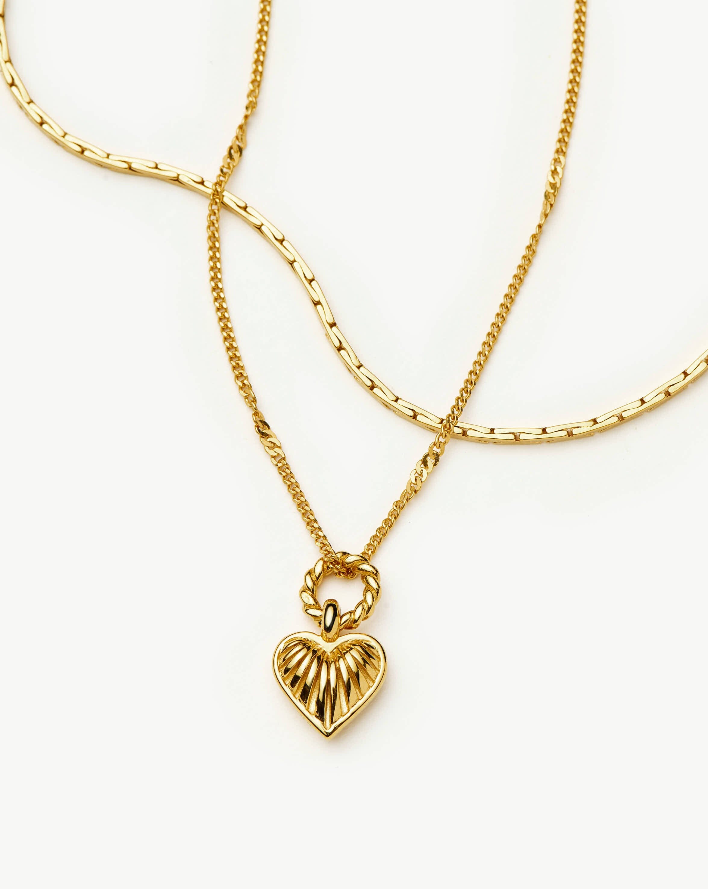 Mini Ridge Heart Chain Necklace Set | 18ct Gold Plated Layering Sets Missoma 