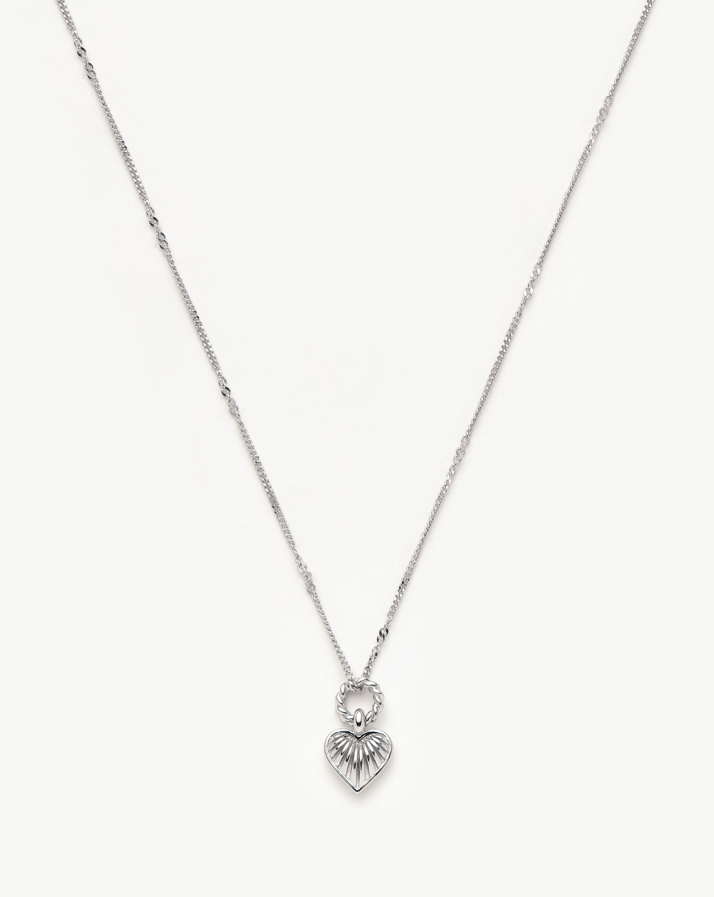 Mini Ridge Heart Charm Pendant Necklace | Silver Plated Necklaces Missoma 