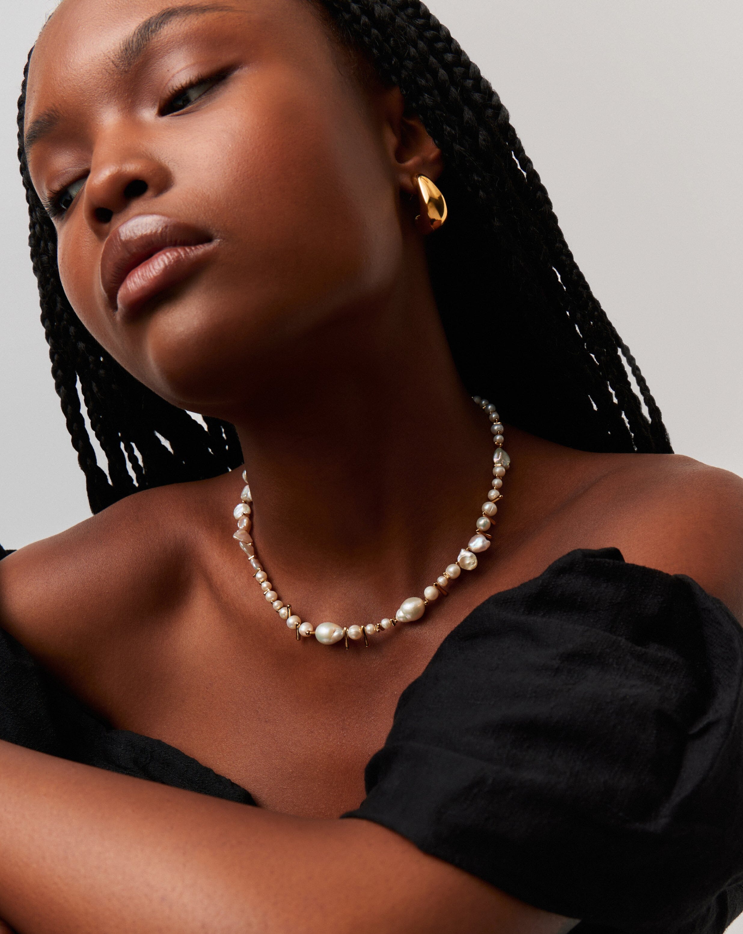 Mixed Pearl Statement Beaded Necklace | 18ct Gold Plated/Pearl Necklaces Missoma 