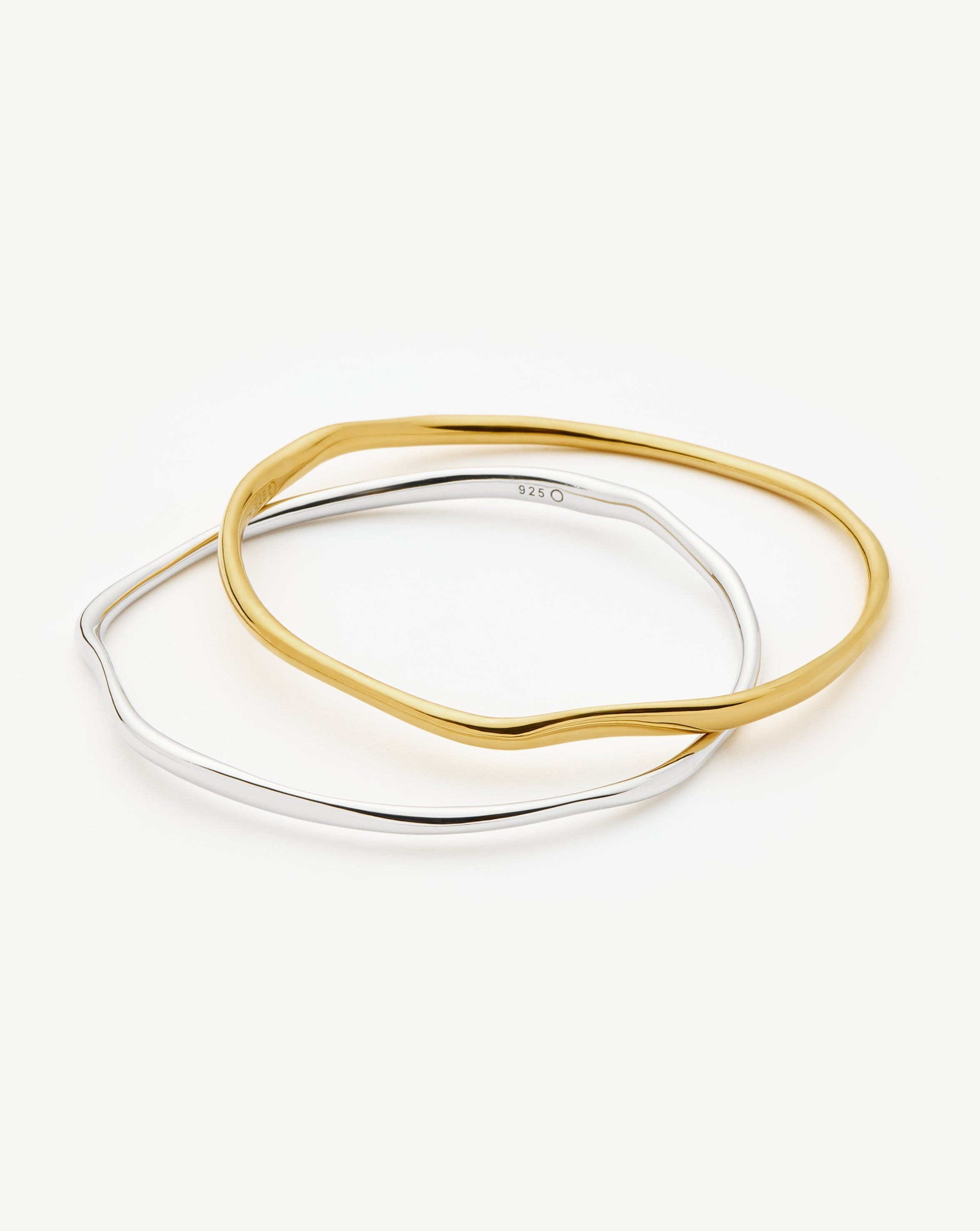 Molten Ripple Bangle Bracelet Set | Mixed Metal Bracelets Missoma 