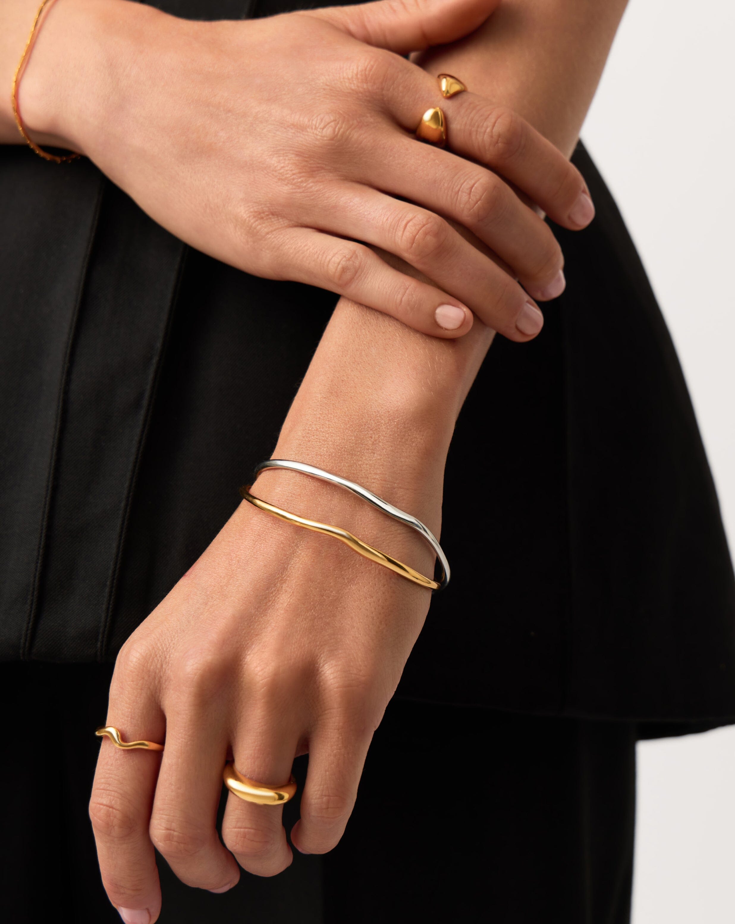 Molten Ripple Bangle Bracelet Set | Mixed Metal Bracelets Missoma 