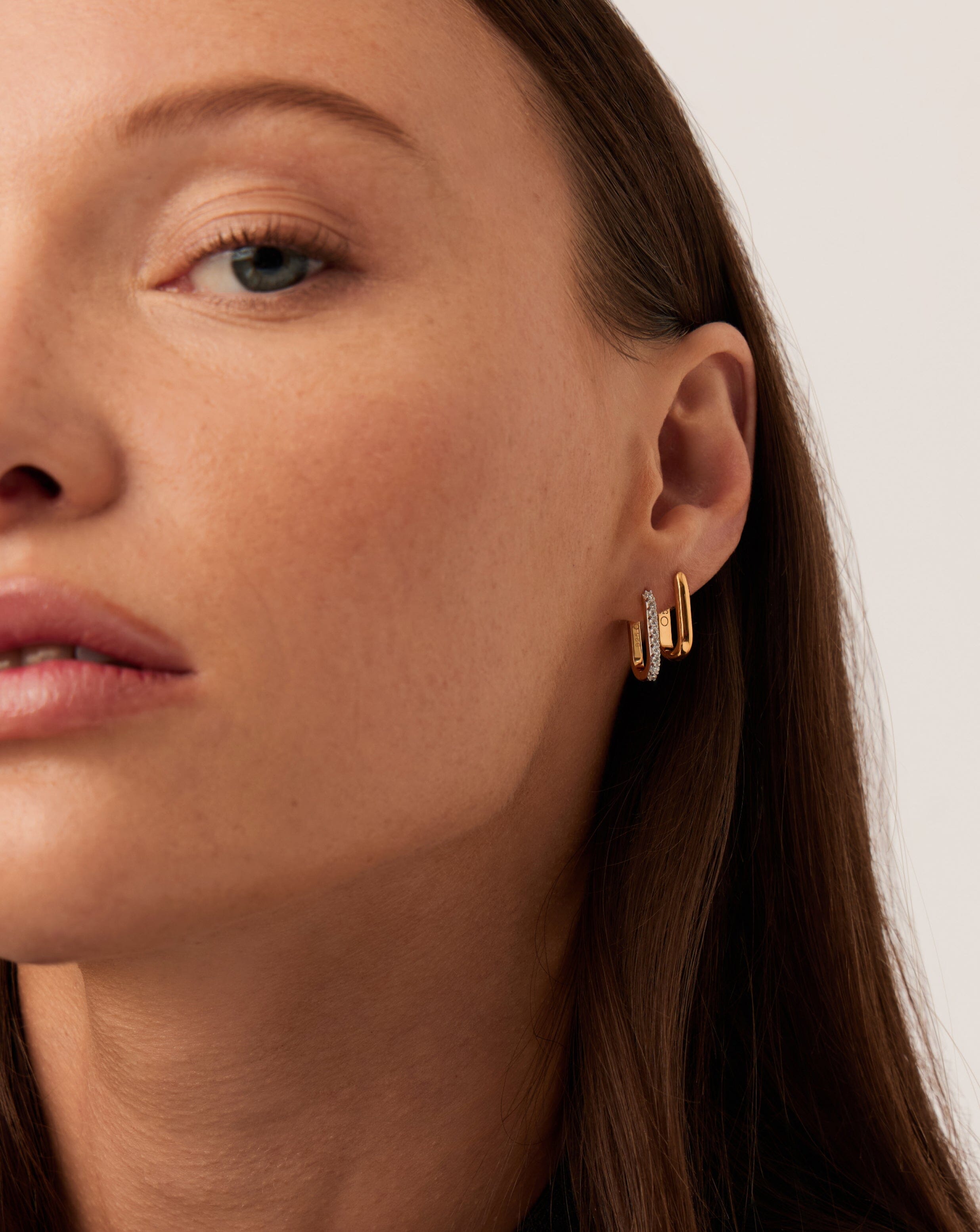 Pave Ovate Huggies | 18ct Recycled Gold Vermeil on Recycled Sterling Silver Earrings Missoma 