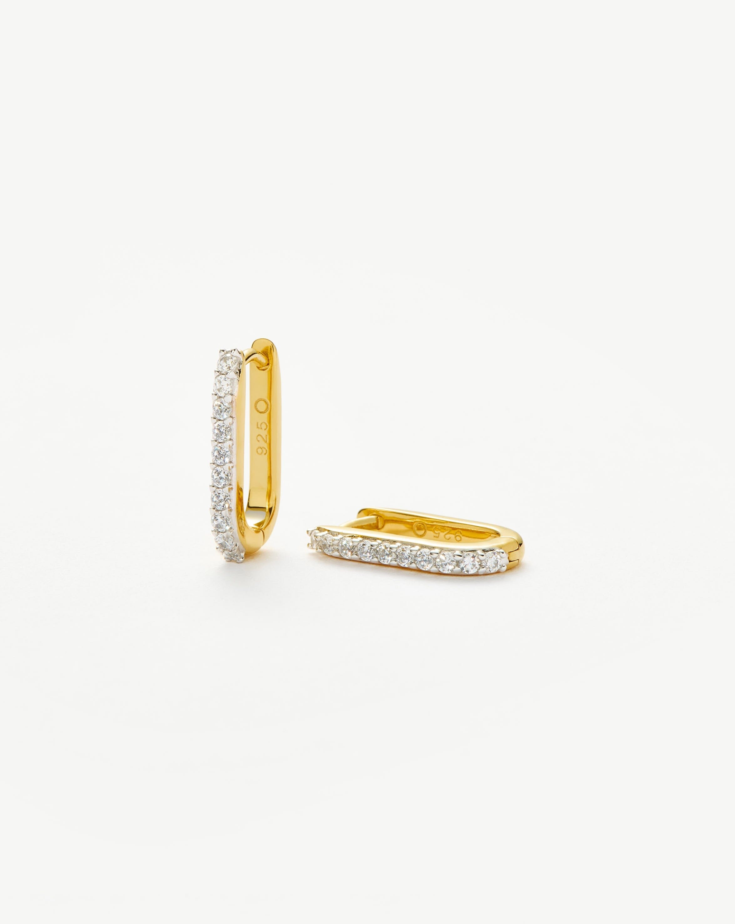 Pave Ovate Huggies | 18ct Recycled Gold Vermeil on Recycled Sterling Silver Earrings Missoma 