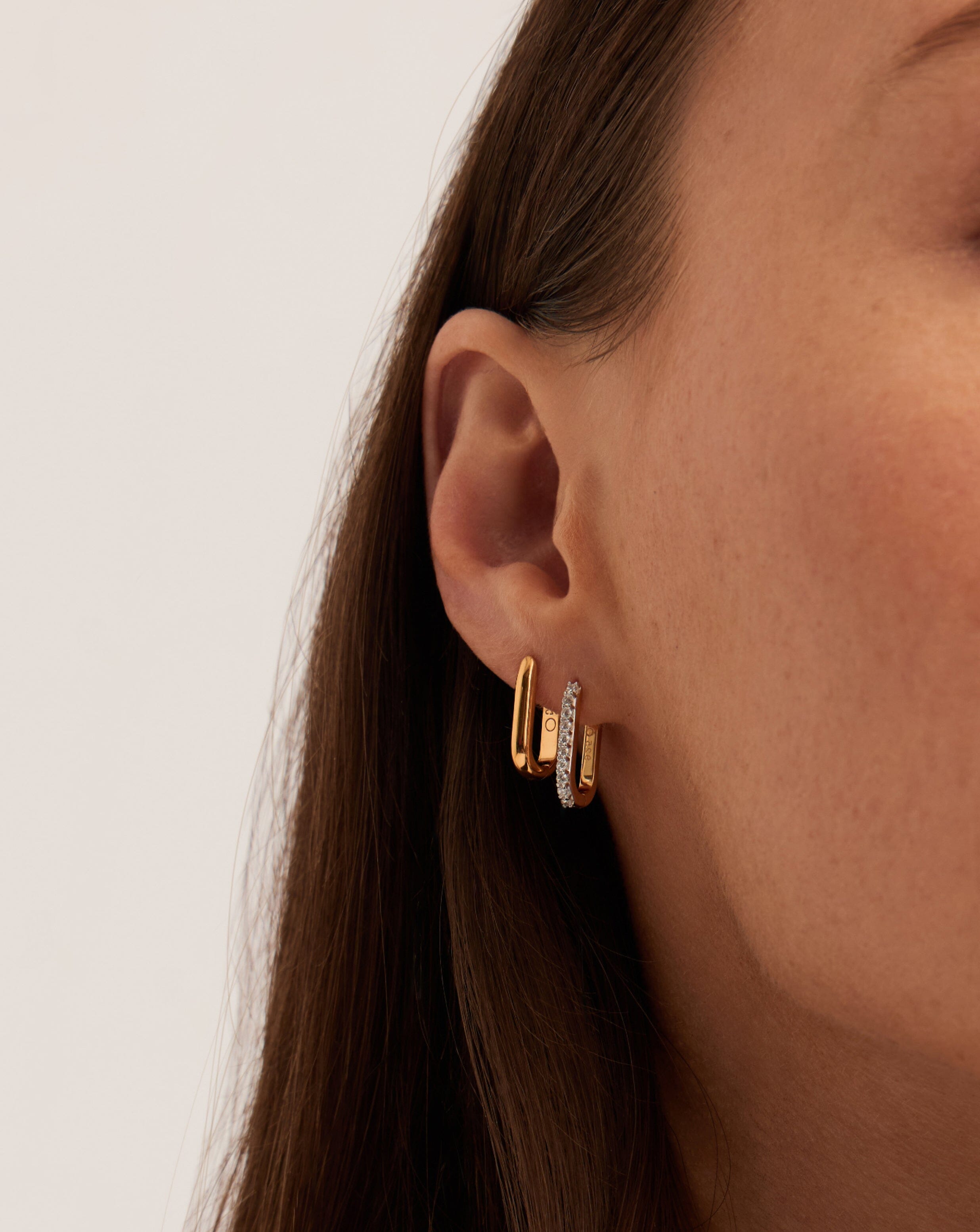 Pave Ovate Huggies | 18ct Recycled Gold Vermeil on Recycled Sterling Silver Earrings Missoma 