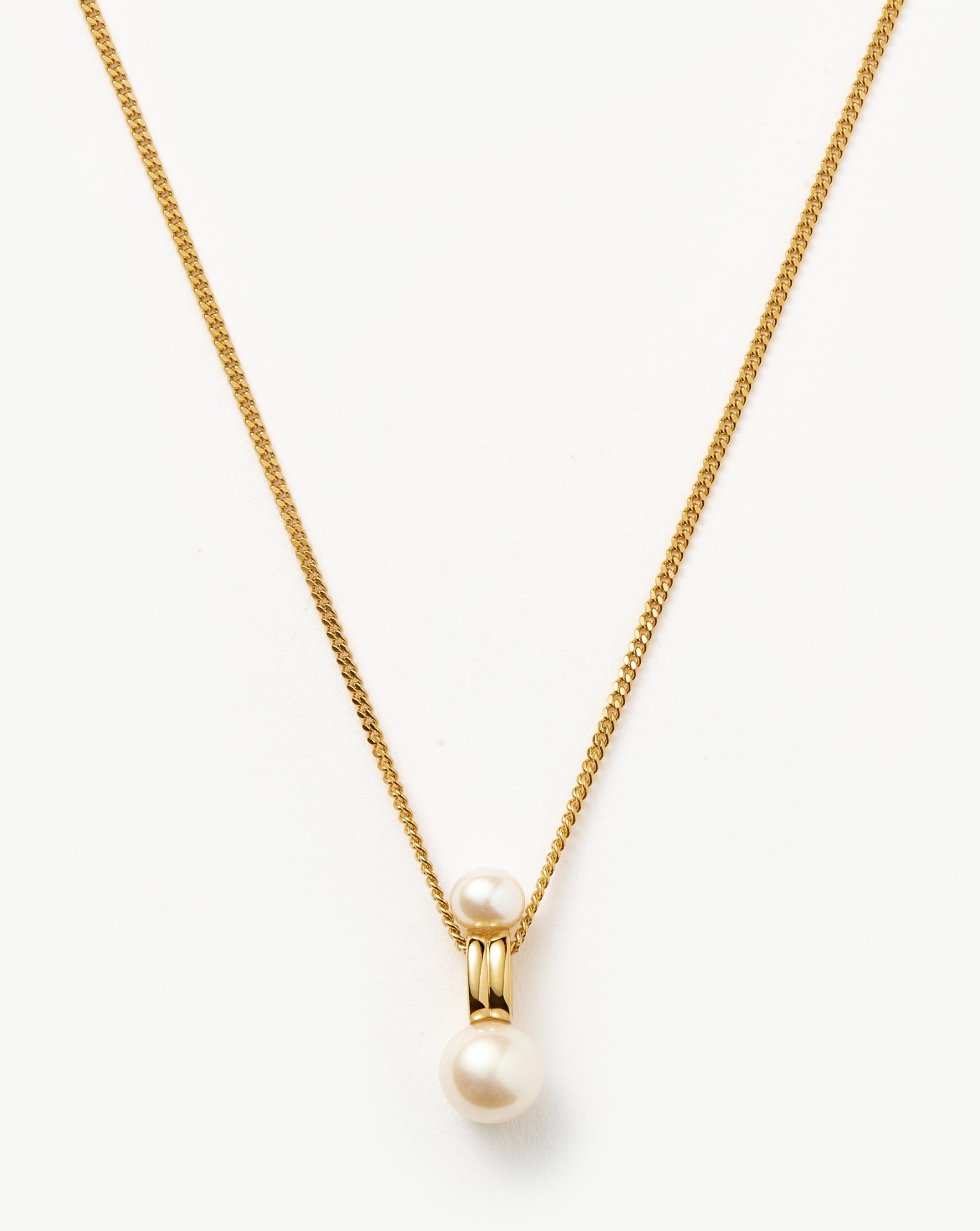 Pearl Ridge Pendant Chain Necklace | 18ct Gold Plated Vermeil/Pearl Necklaces Missoma 