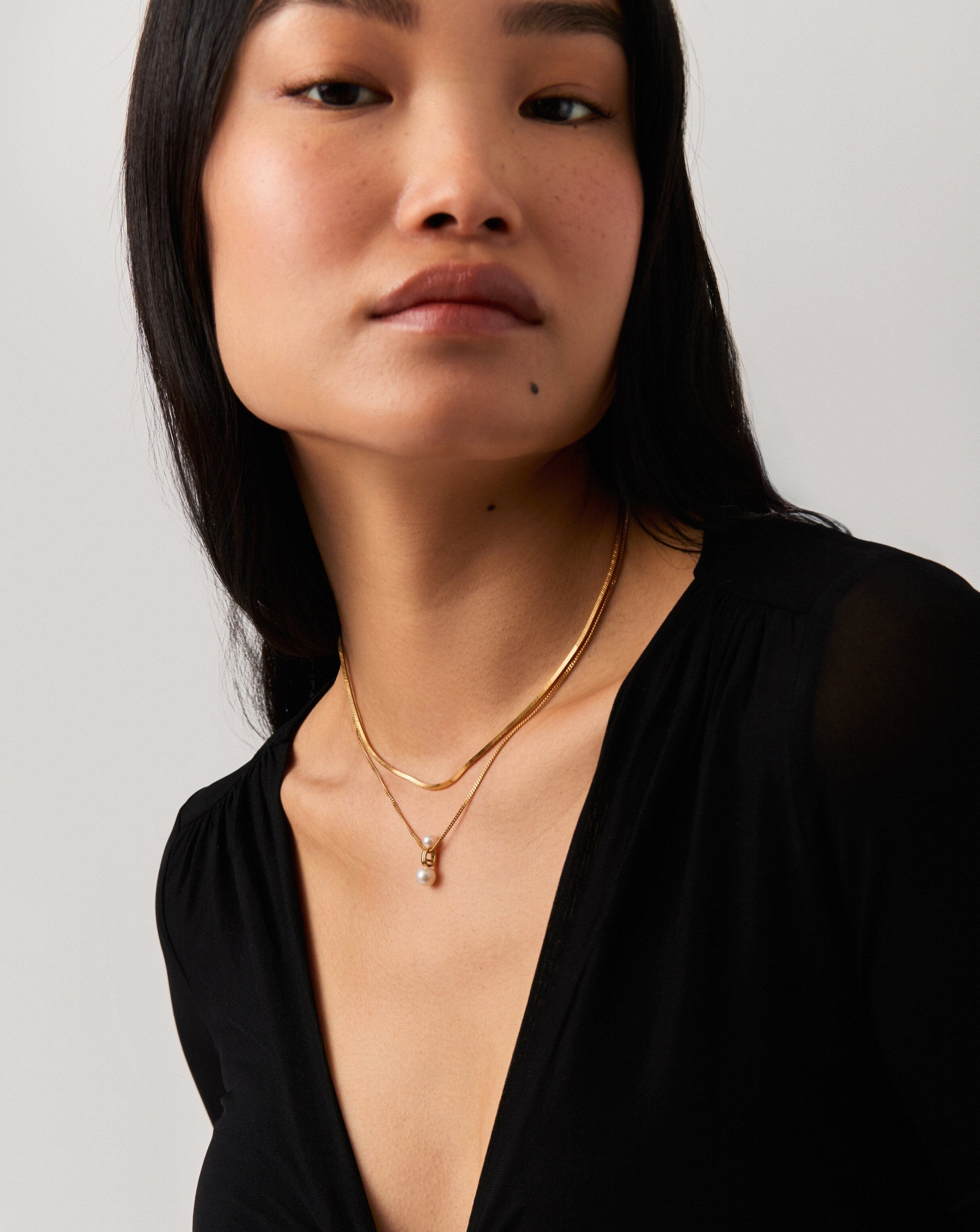 Pearl Ridge Pendant Chain Necklace | 18ct Gold Plated Vermeil/Pearl Necklaces Missoma 