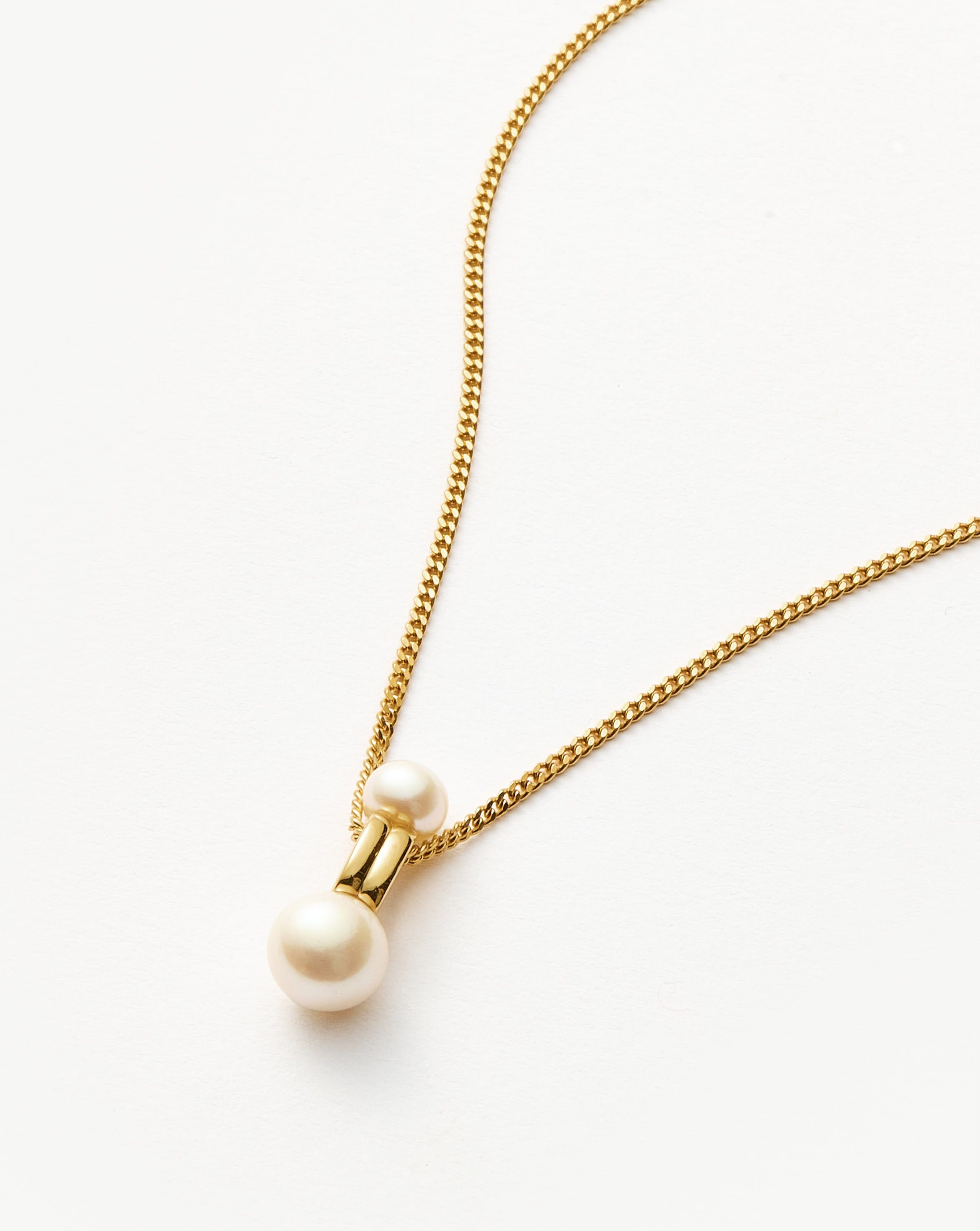 Pearl Ridge Pendant Chain Necklace | 18ct Gold Plated Vermeil/Pearl Necklaces Missoma 