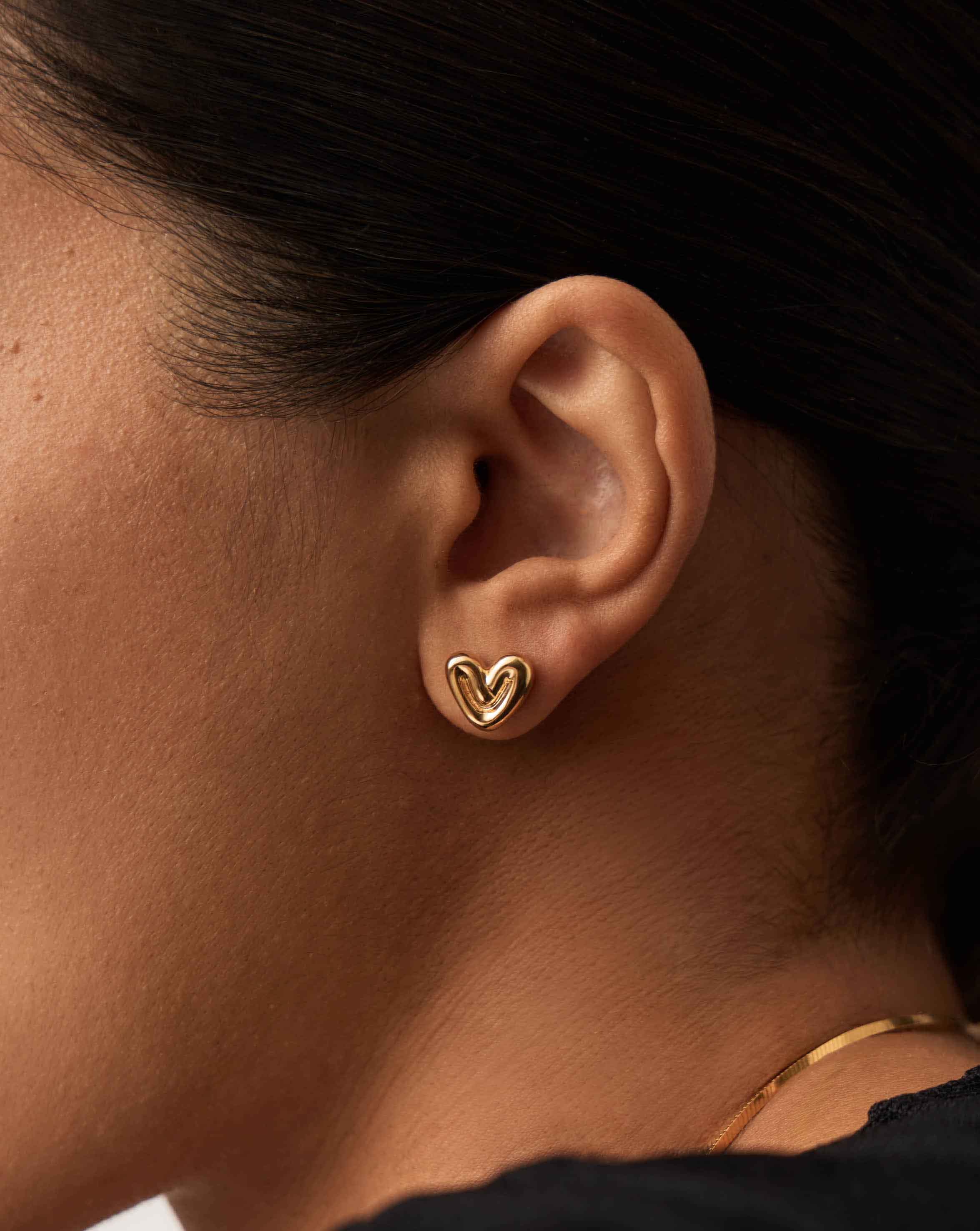 Puffy Heart Mini Stud Earrings | 18ct Gold Vermeil Earrings Missoma 