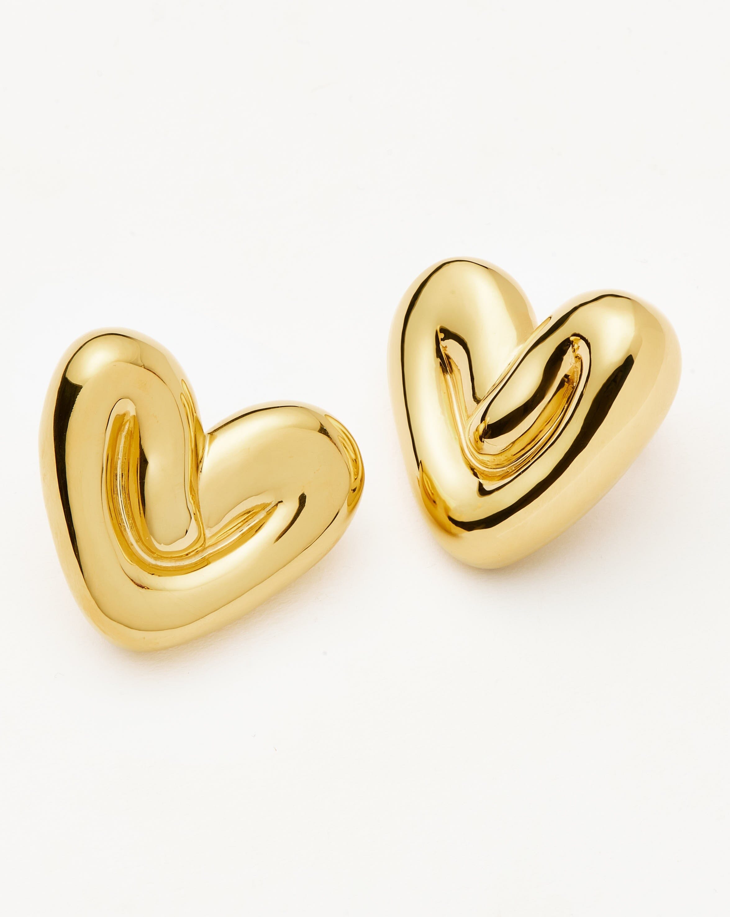 Puffy Heart Oversized Stud Earrings | 18ct Gold Plated Earrings Missoma 