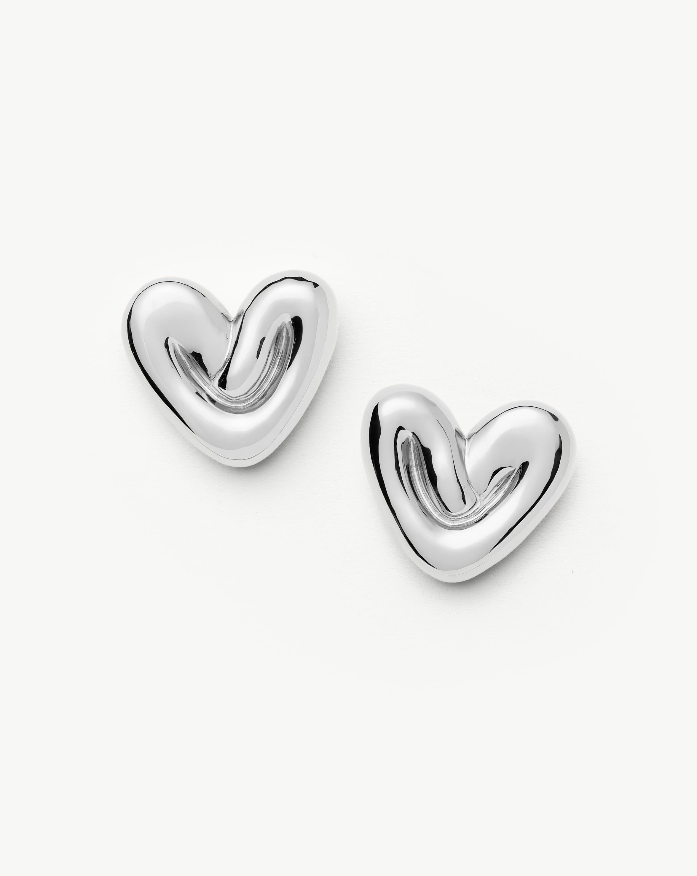 Puffy Heart Oversized Stud Earrings | Silver Plated Earrings Missoma 