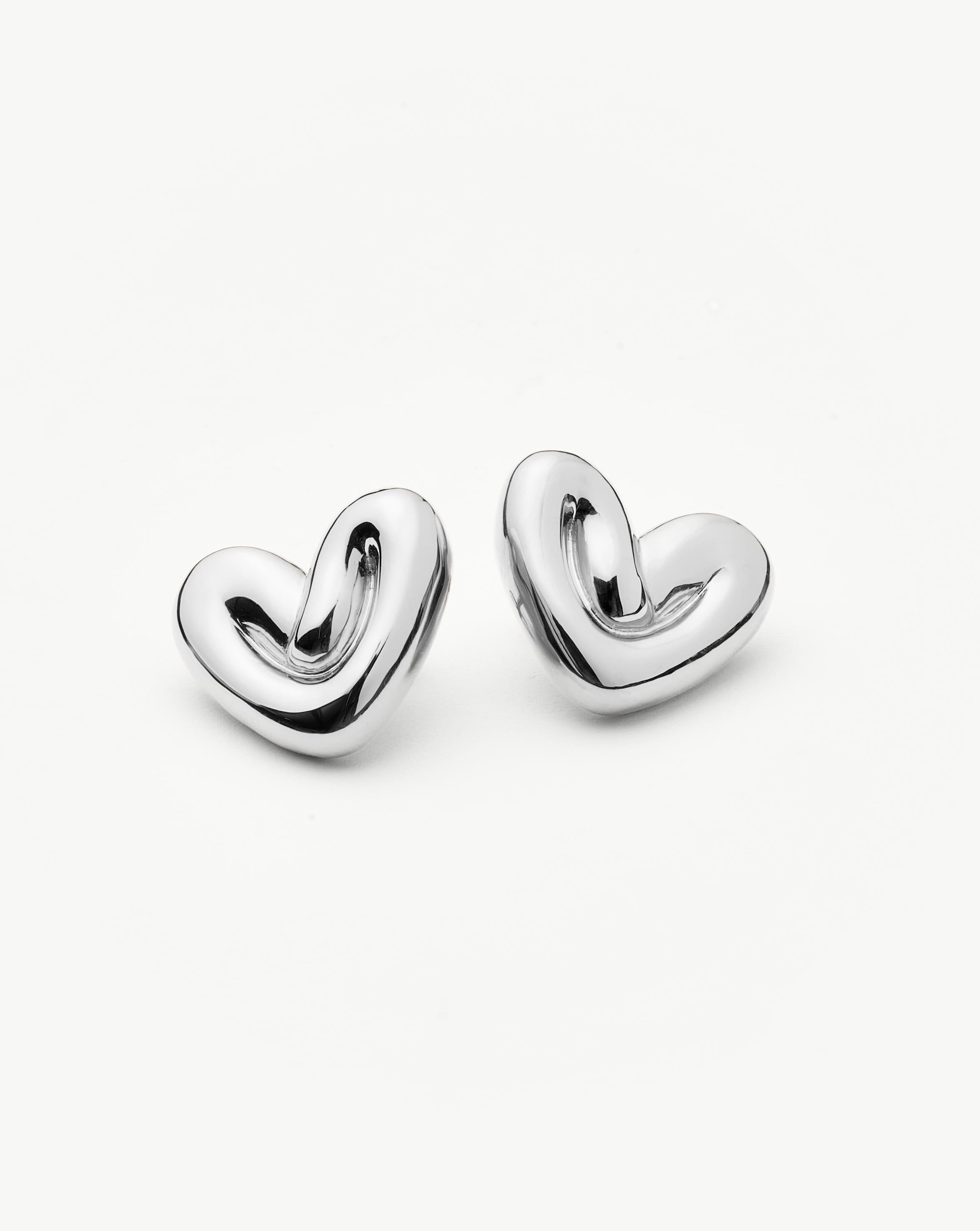 Puffy Heart Oversized Stud Earrings | Silver Plated Earrings Missoma 