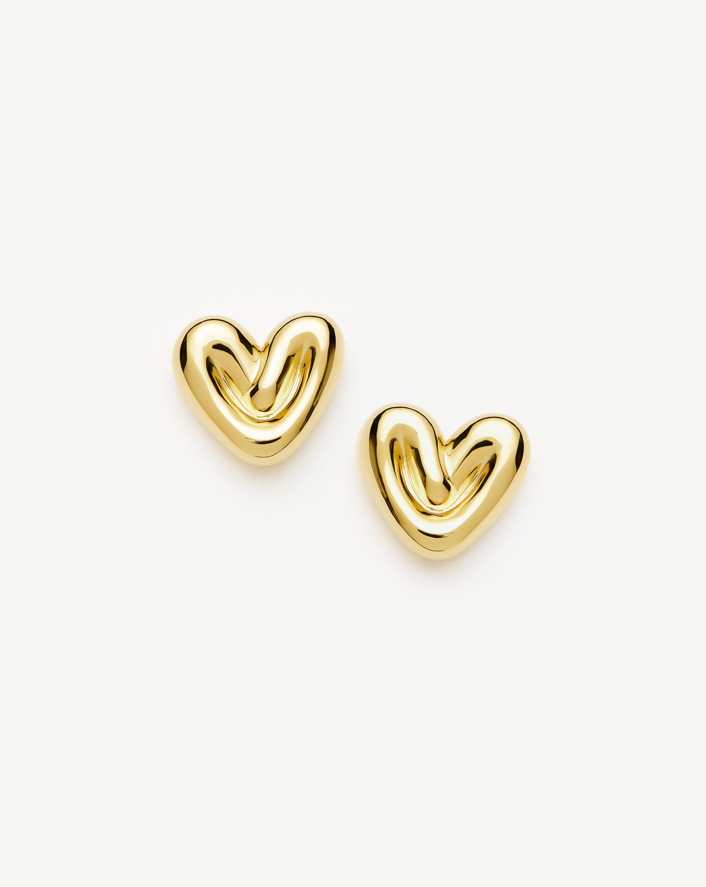 Puffy Heart Stud Earrings | 18ct Gold Plated Earrings Missoma 