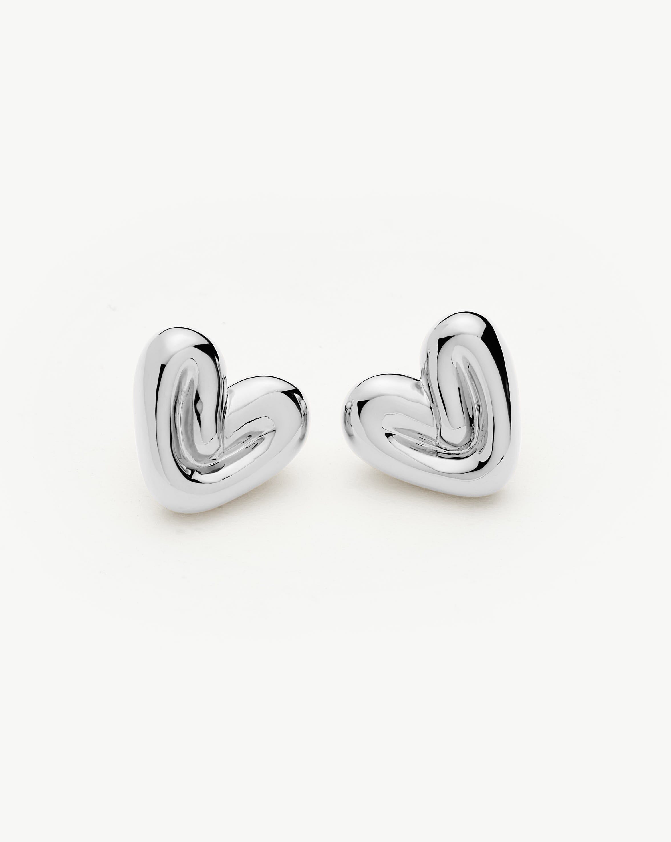 Puffy Heart Stud Earrings | Sterling Silver Plated Earrings Missoma 