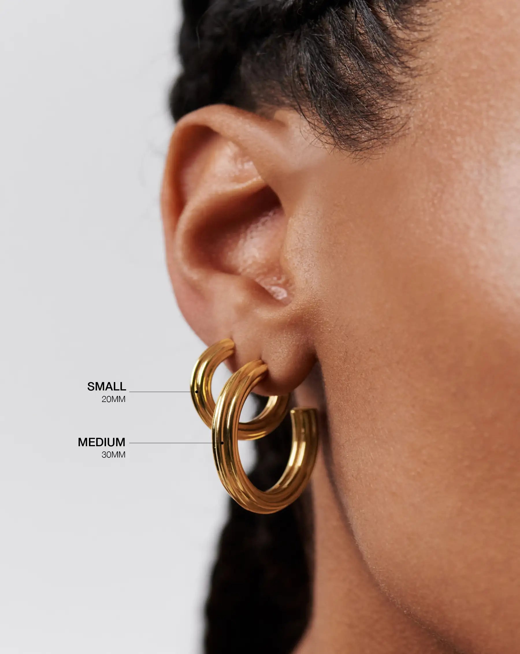 Ridge Medium Hoop Earrings | 18ct Gold Plated Earrings Missoma 