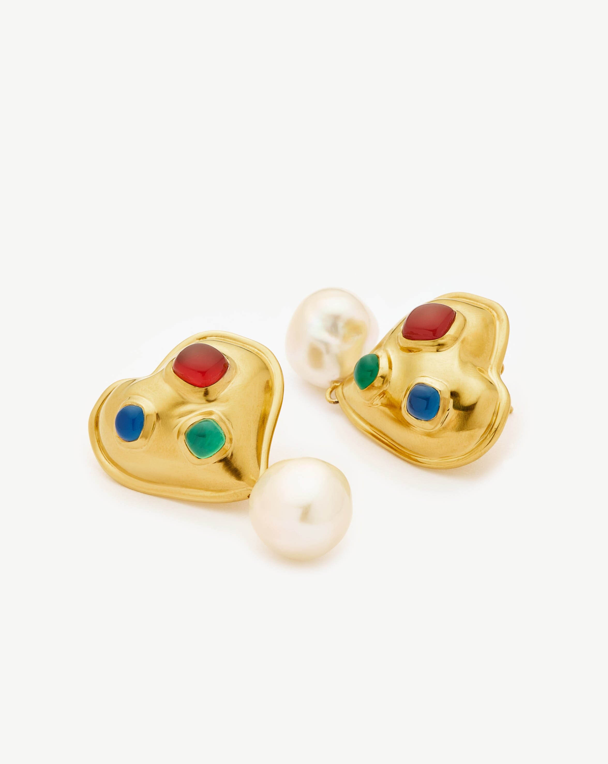 Rouje Marisa Heart Pearl Stud Earrings | 18ct Gold Plated Earrings Missoma 