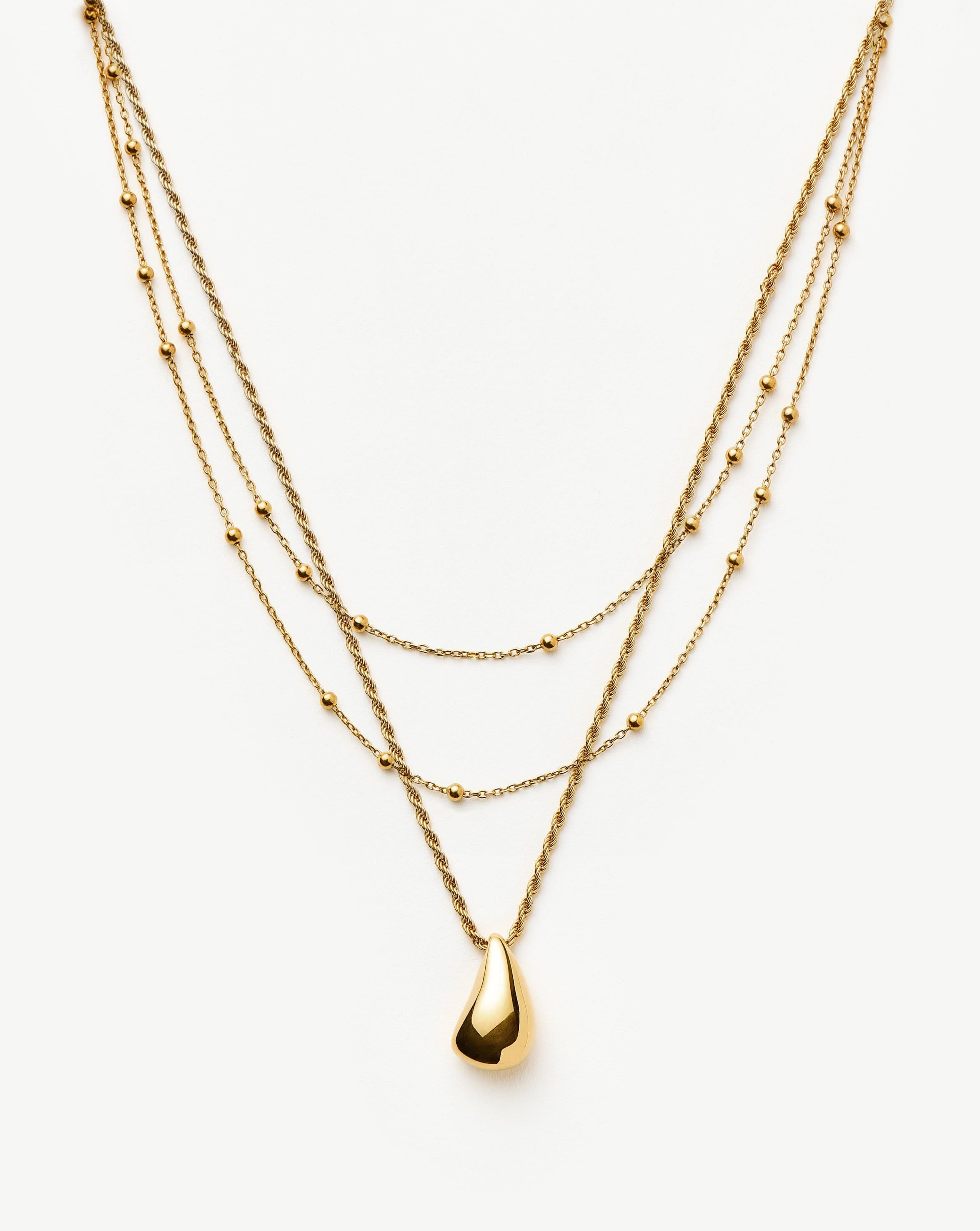 Savi Droplet Pendant & Double Necklace Set | 18ct Gold Vermeil Layering Sets Missoma 