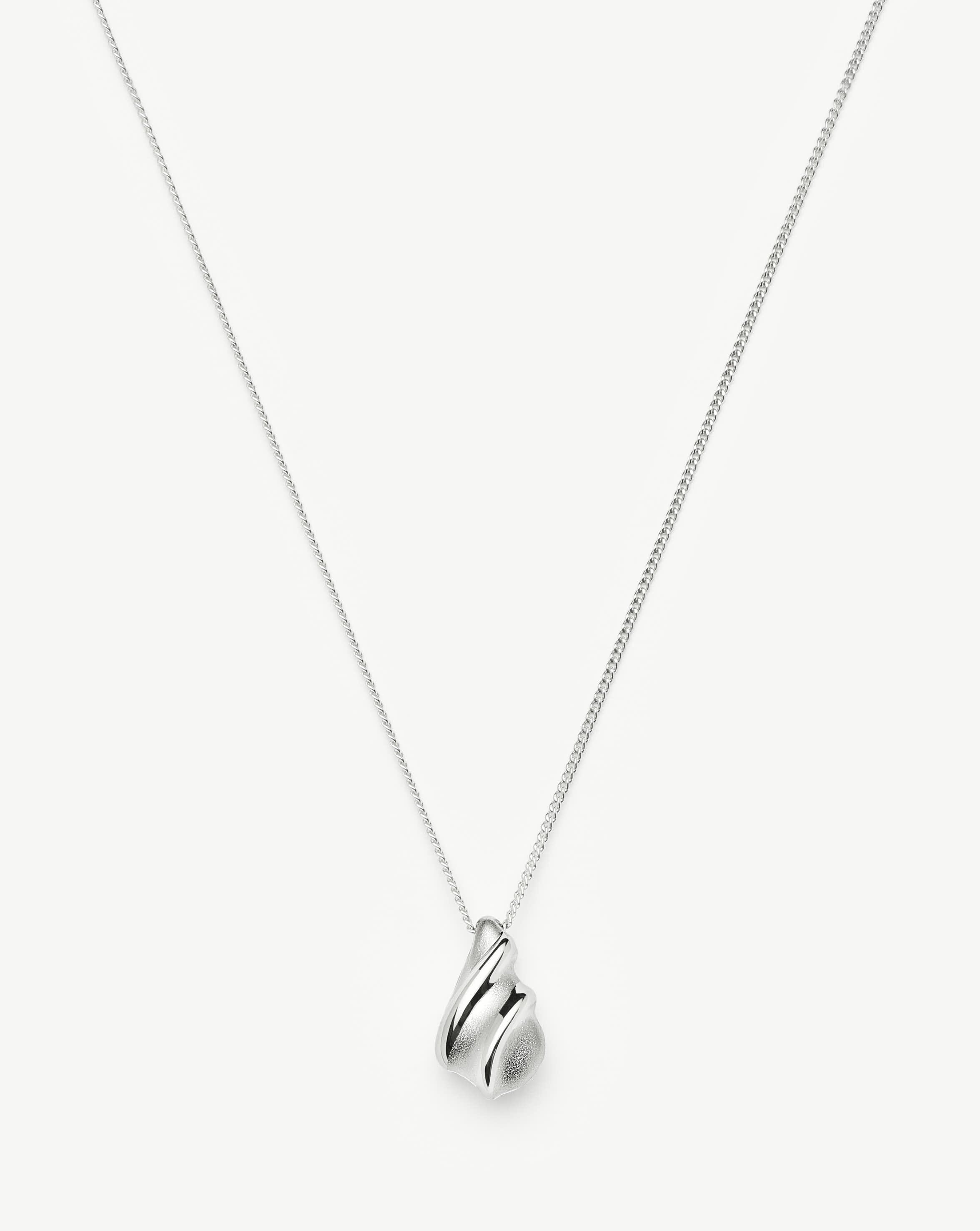 Savi Ridge Droplet Pendant Necklace | Silver Plated Necklaces Missoma 