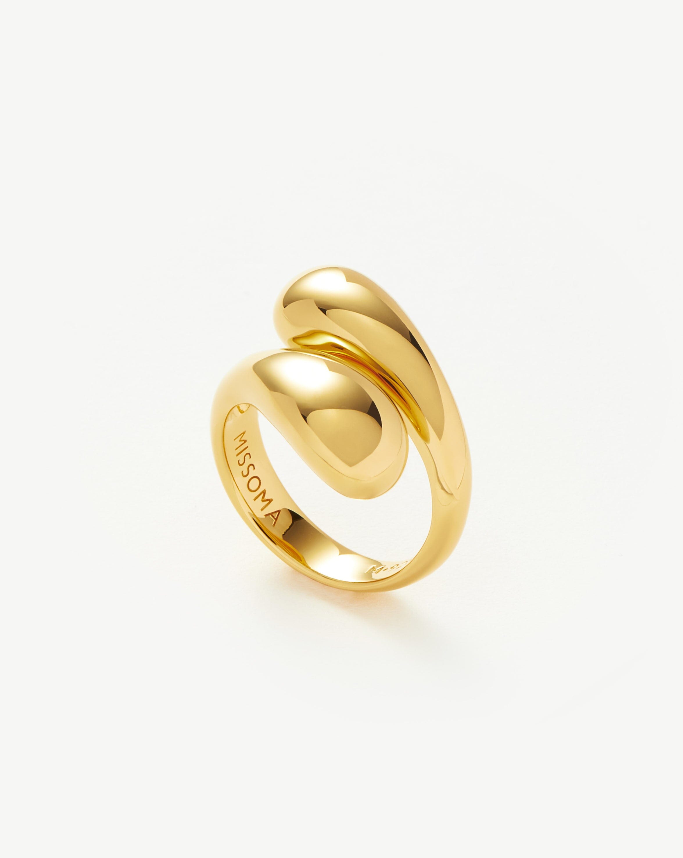 Savi Sculptural Crossover Ring | 18ct Gold Plated Vermeil Rings Missoma 