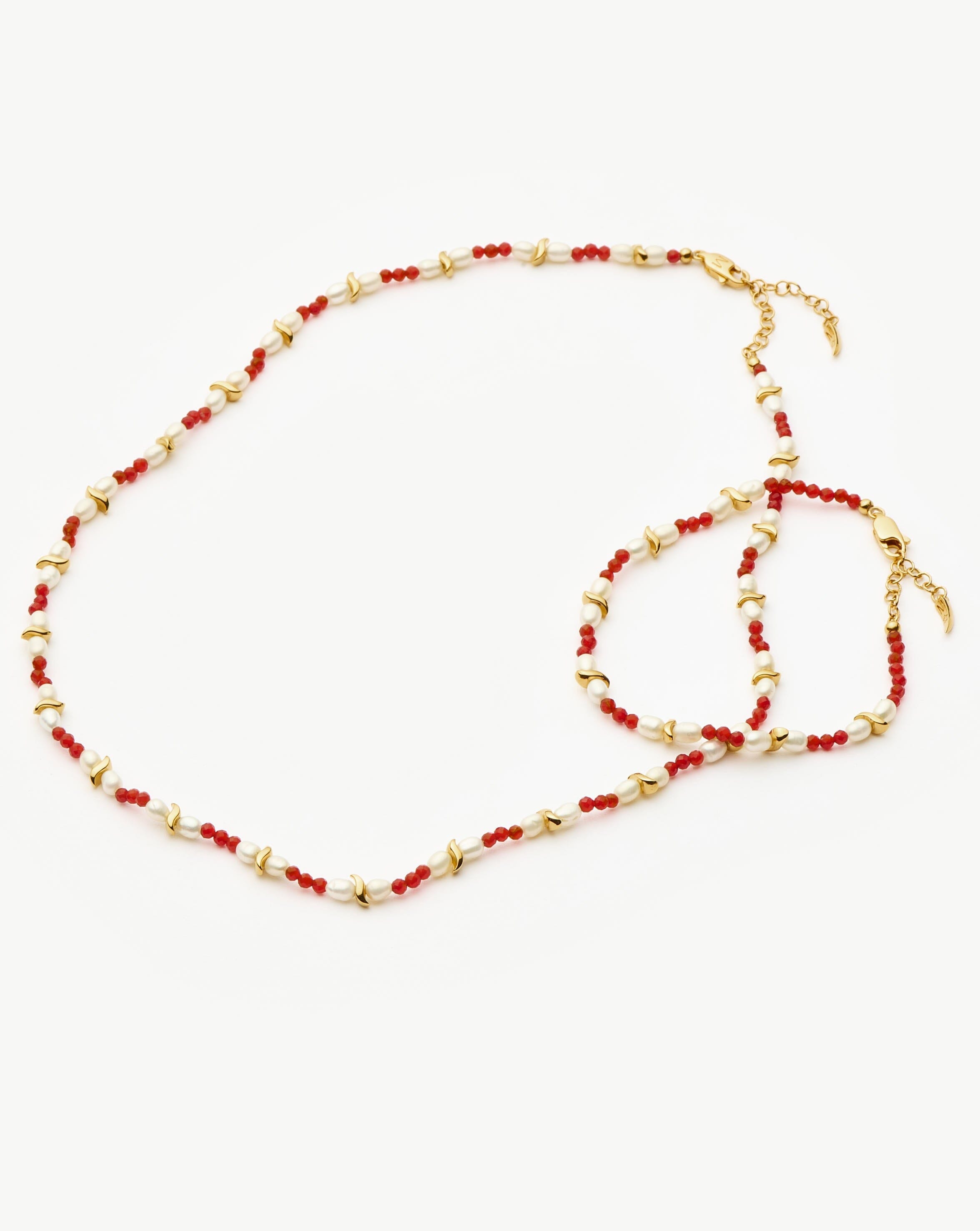 Savi Seed Pearl Beaded Necklace | Red Quartz & Pearl Necklaces Missoma 