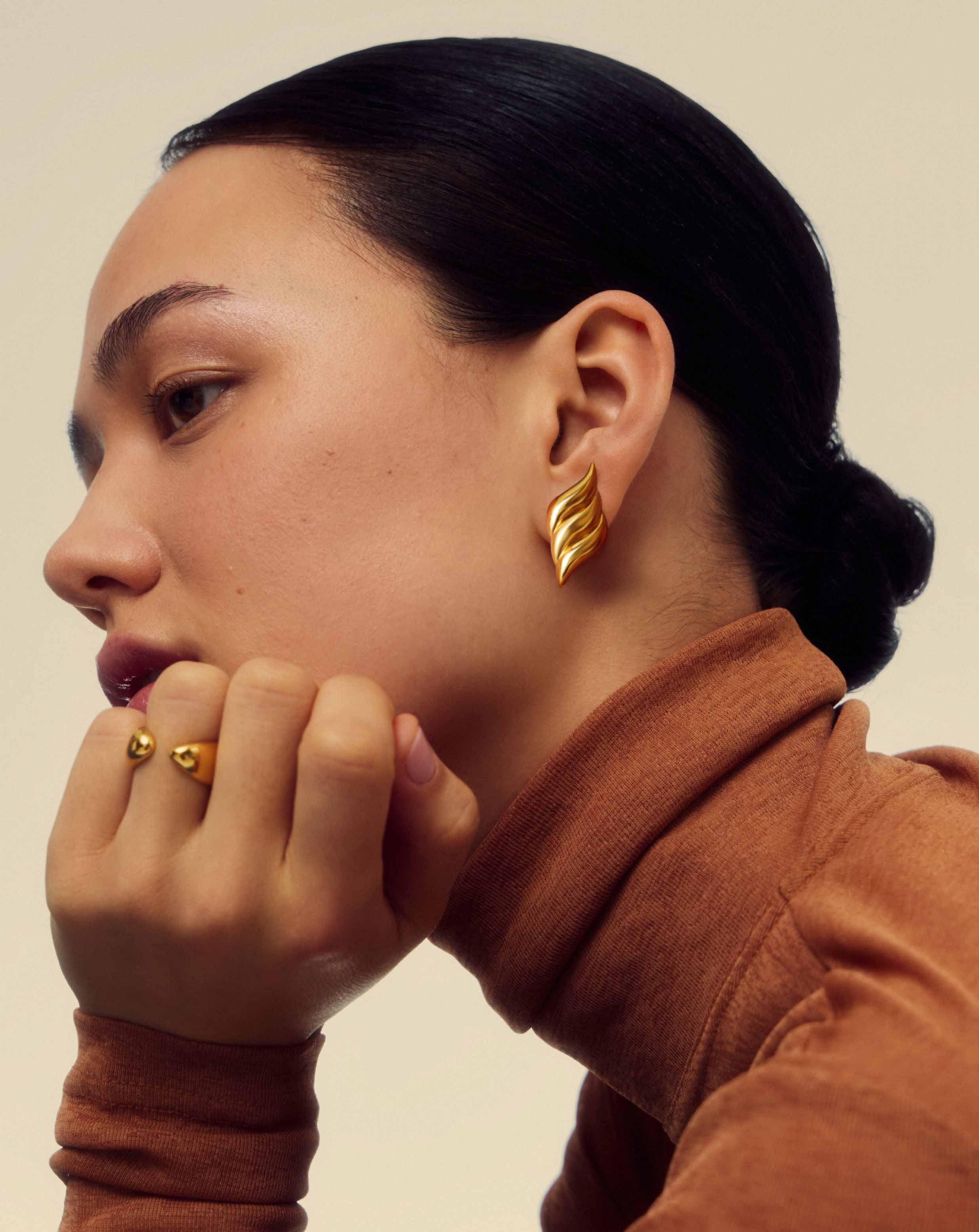 Savi Signature Oversized Stud Earrings | 18ct Gold Plated Earrings Missoma 