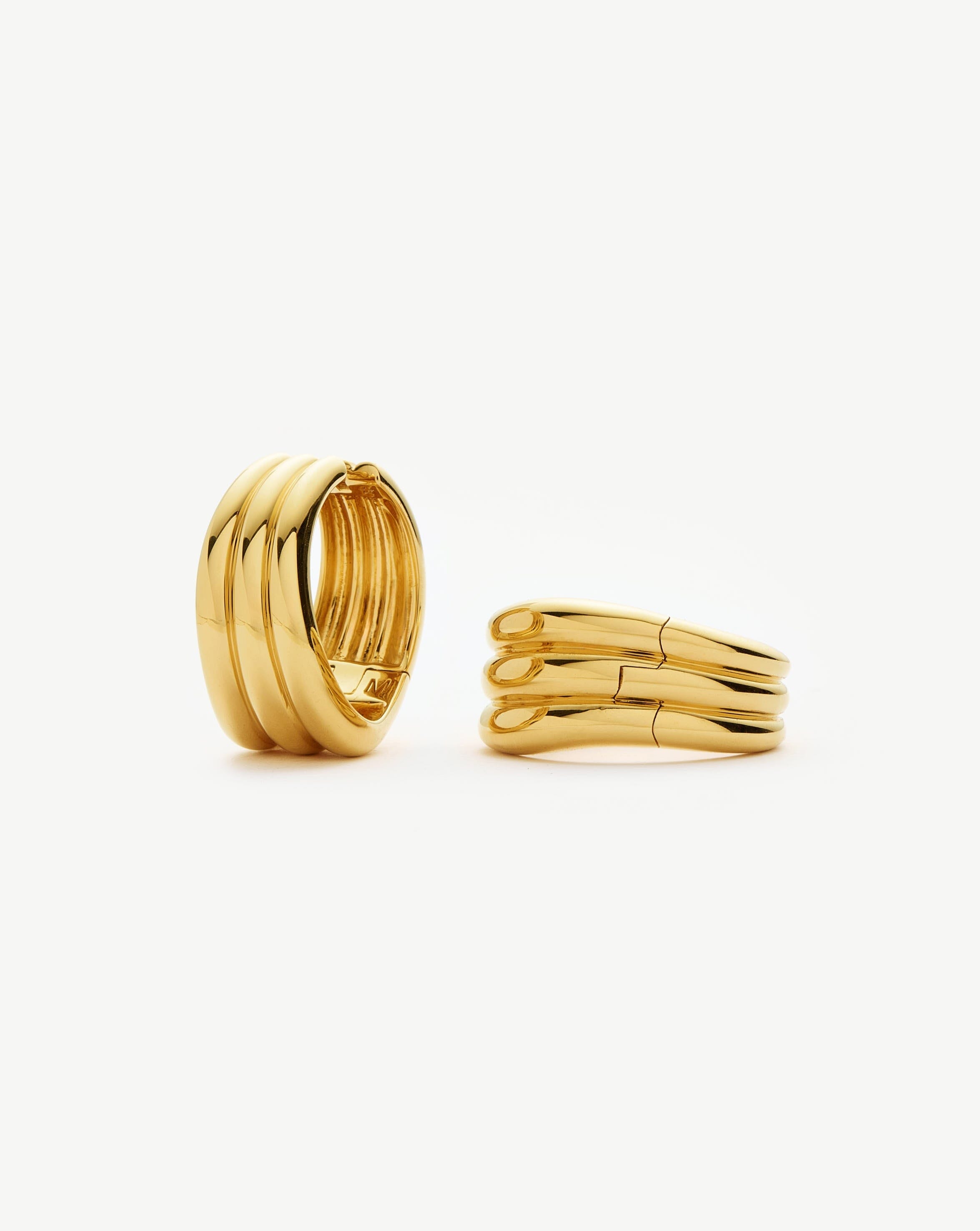 Savi Triple Ridge Large Hoop Earrings | 18ct Gold Plated Earrings Missoma 