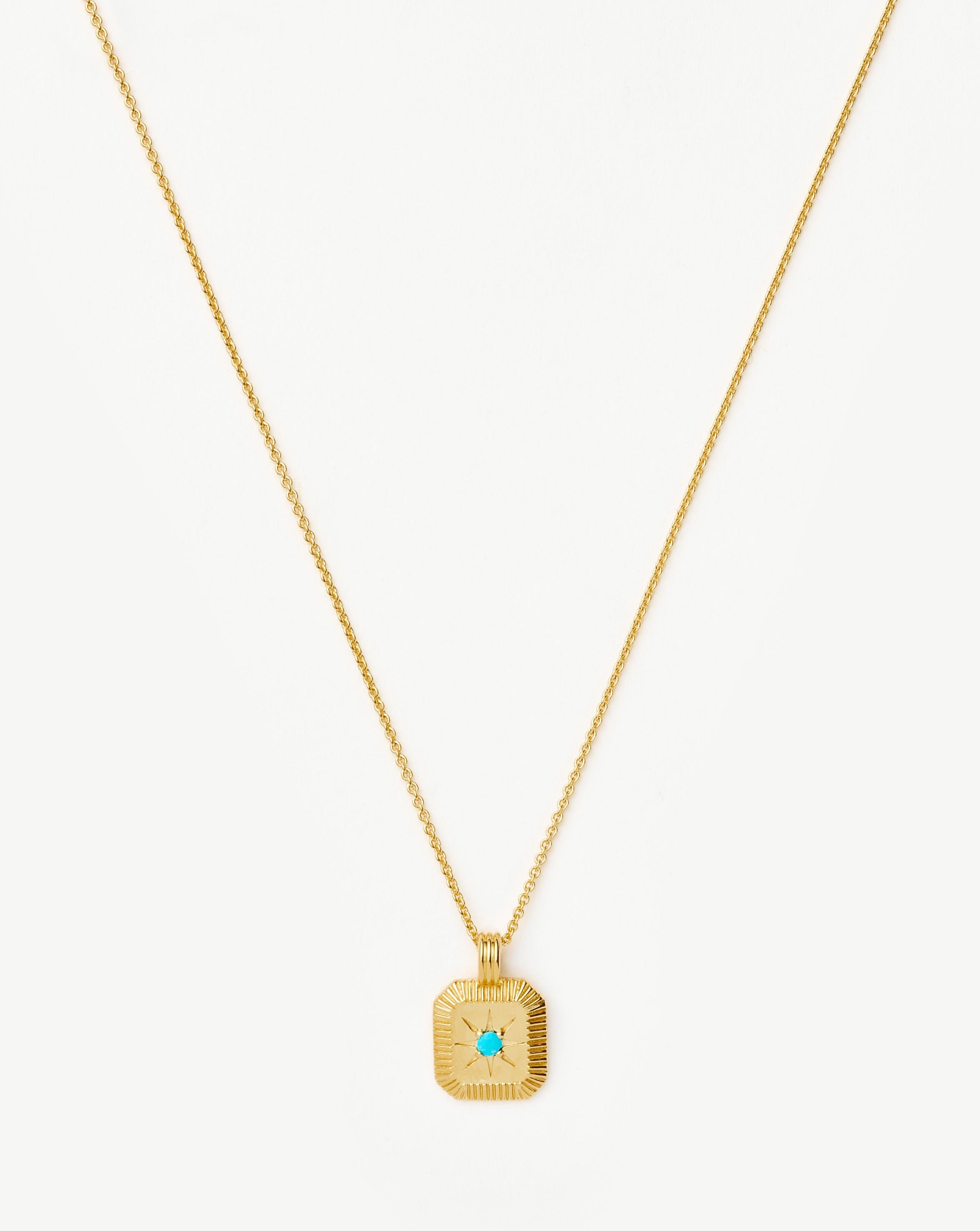 Star Ridge Birthstone Pendant Necklace | 18ct Gold Vermeil/Dyed Turquoise Magnesite Necklaces Missoma 