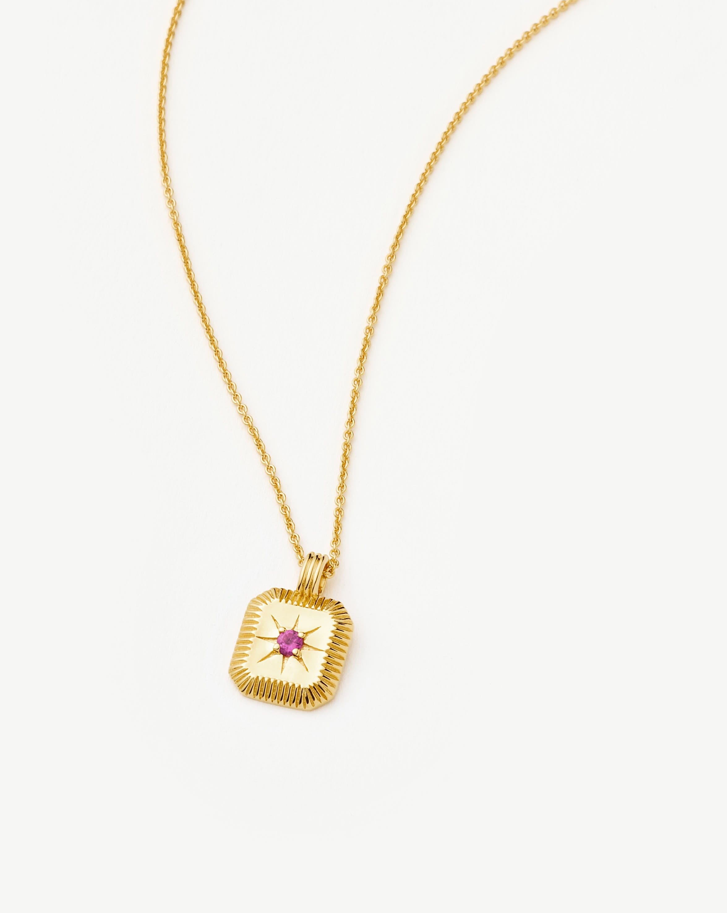 Star Ridge Birthstone Pendant Necklace | 18ct Gold Vermeil/Pink Tourmaline Necklaces Missoma 