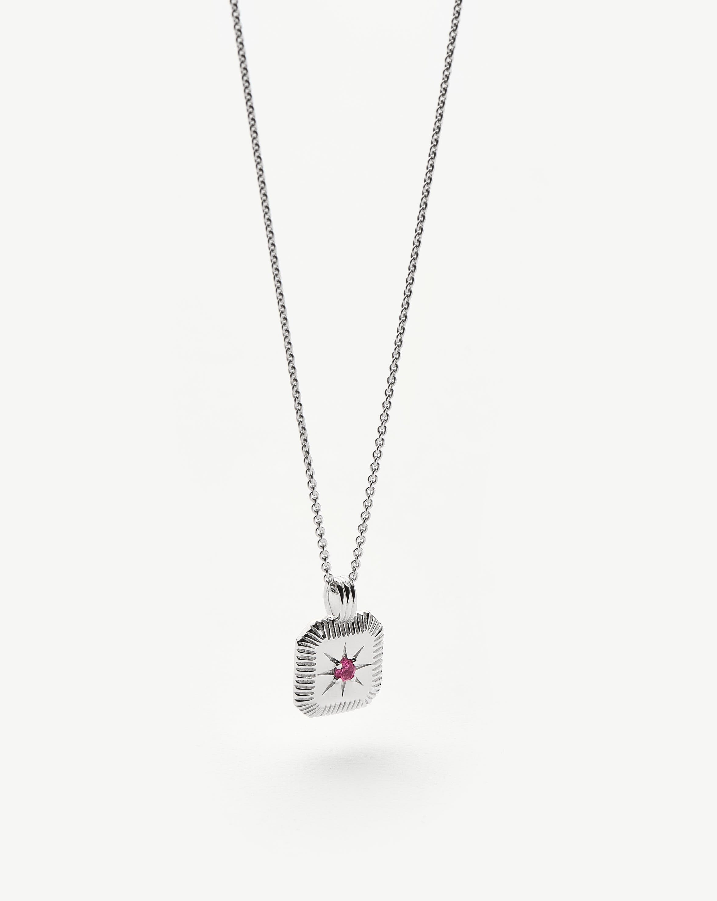 Star Ridge Birthstone Pendant Necklace - Pink Tourmaline/October Necklaces Missoma 