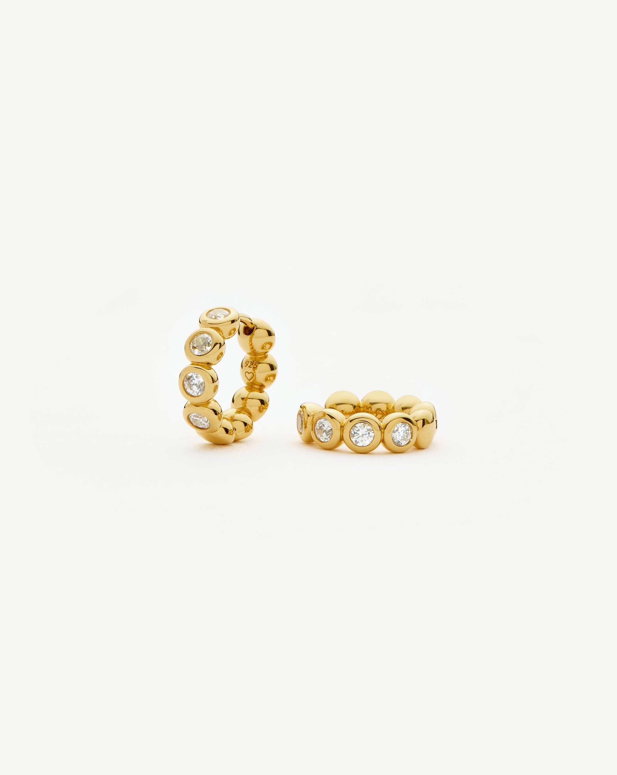 Tennis Small Hoop Earrings| 18ct Gold Vermeil Cubic Zirconia Earrings Missoma 