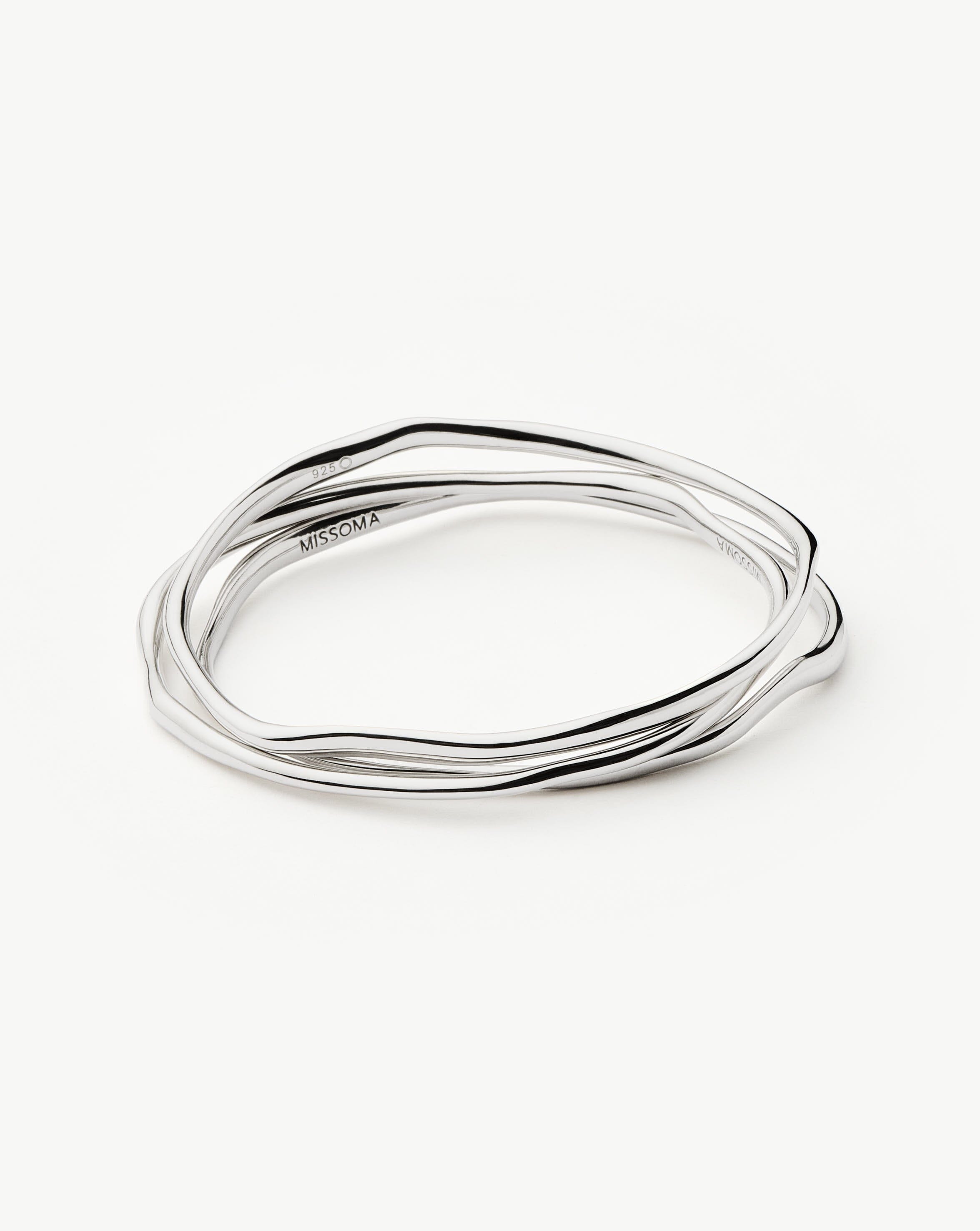 Trio Molten Ripple Bangle Bracelet Set | Sterling Silver Bracelets Missoma 