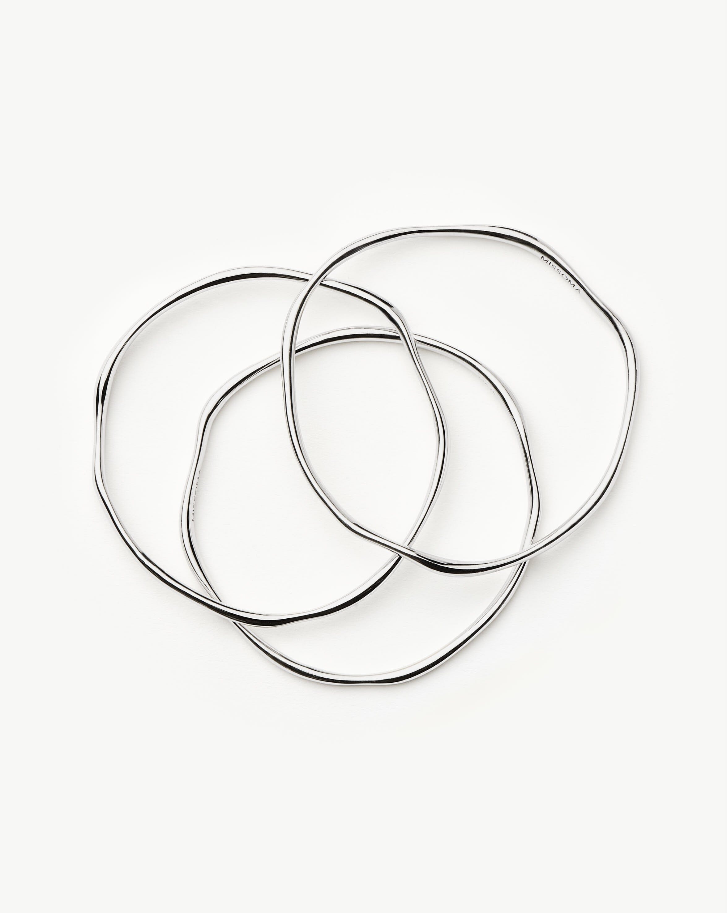 Trio Molten Ripple Bangle Bracelet Set | Sterling Silver Bracelets Missoma 