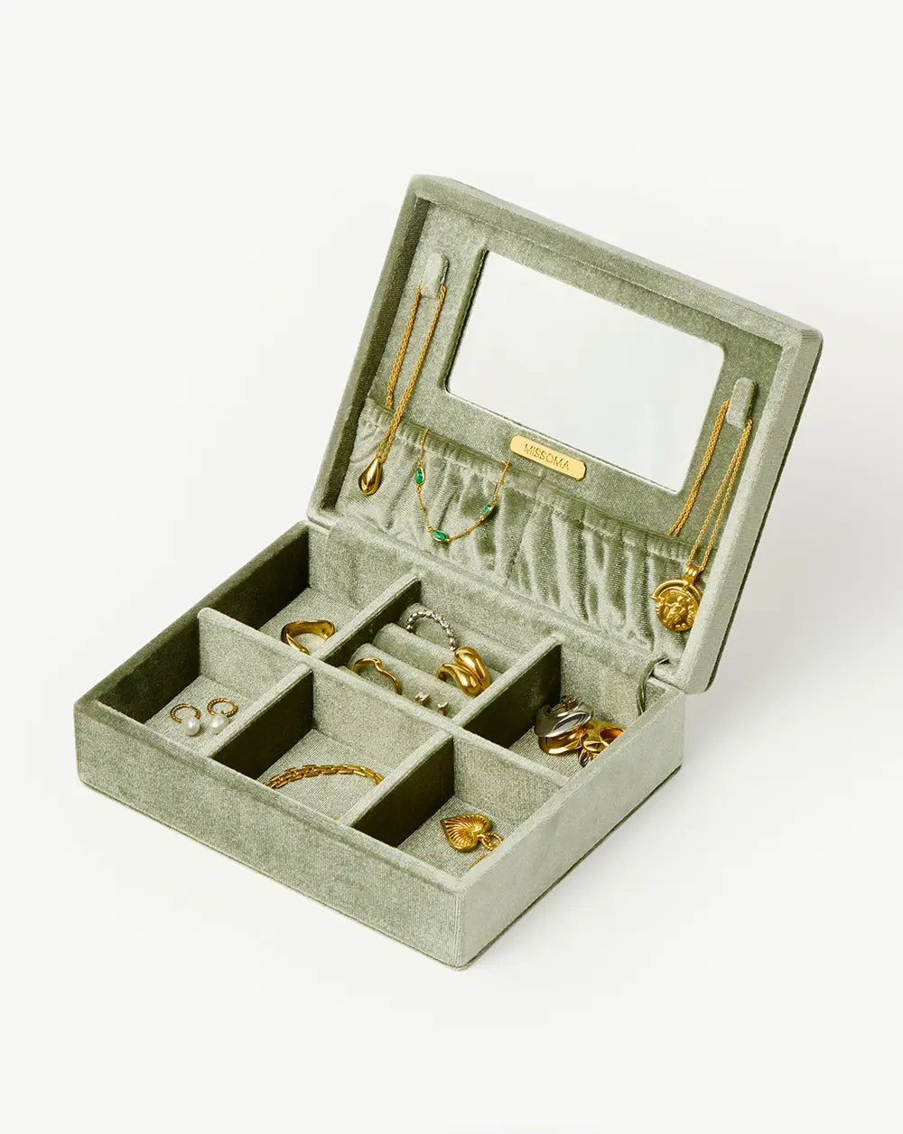 Velvet Jewellery Box | Sage Green Accessories Missoma 