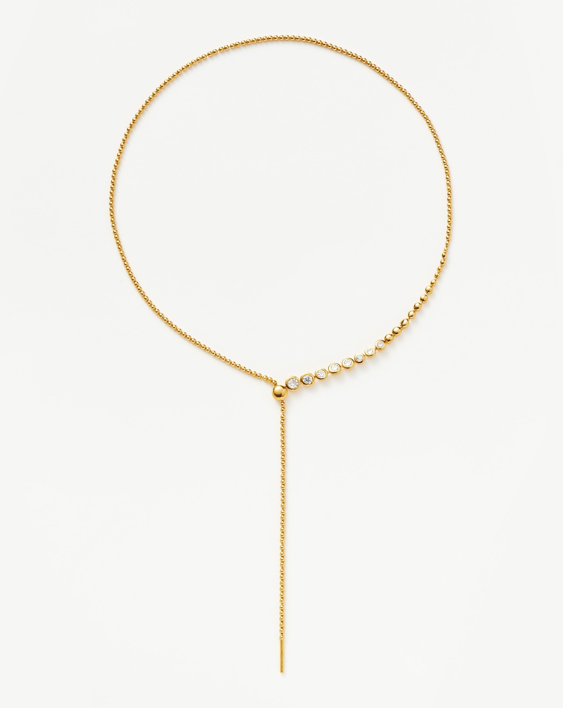 Articulated Beaded Stone Slider Lariat Necklace | 18ct Gold Plated Vermeil/Cubic Zirconia Necklaces Missoma 