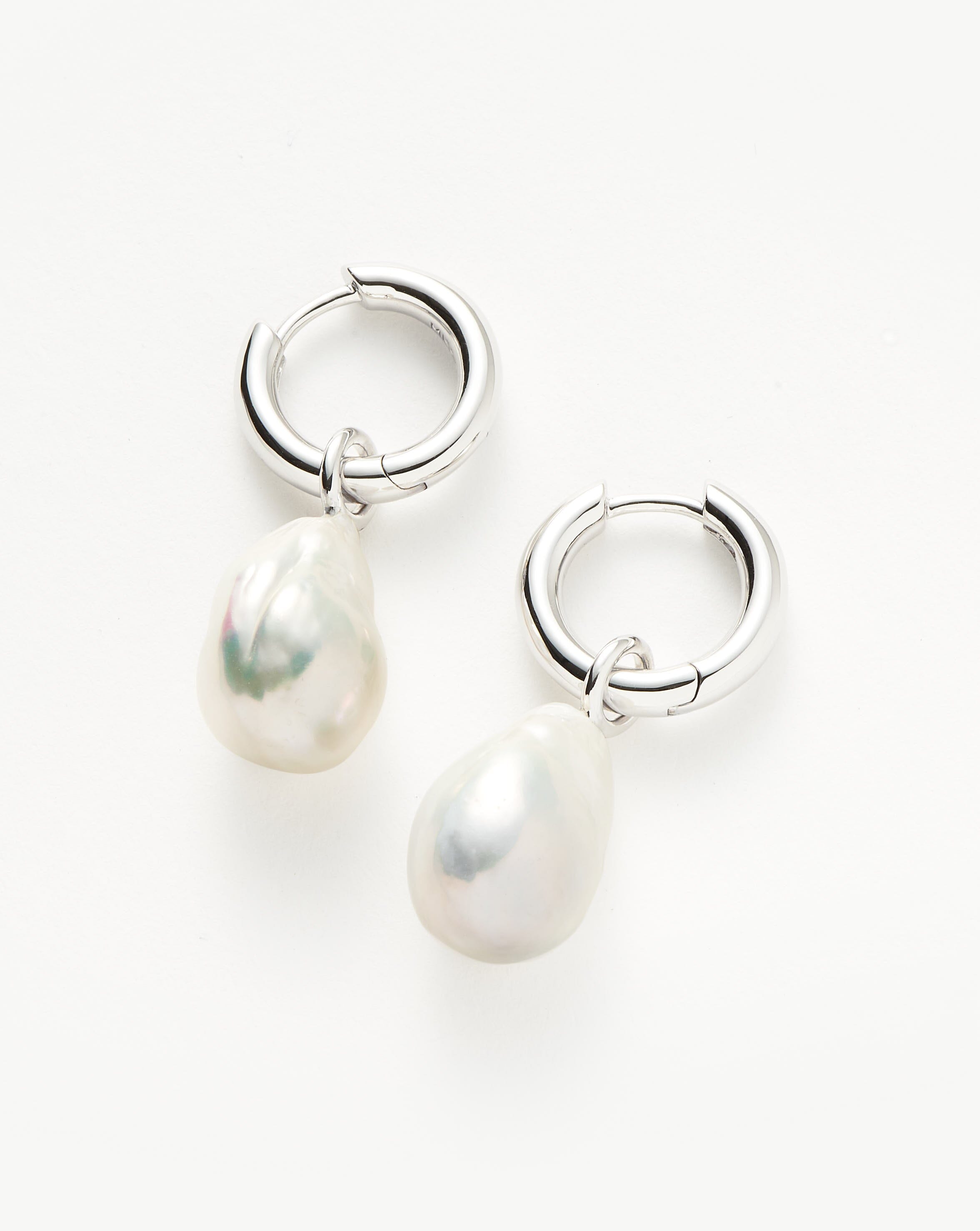 Baroque Pearl Drop Tunnel Mini Hoop Earrings | Sterling Silver Earrings Missoma 