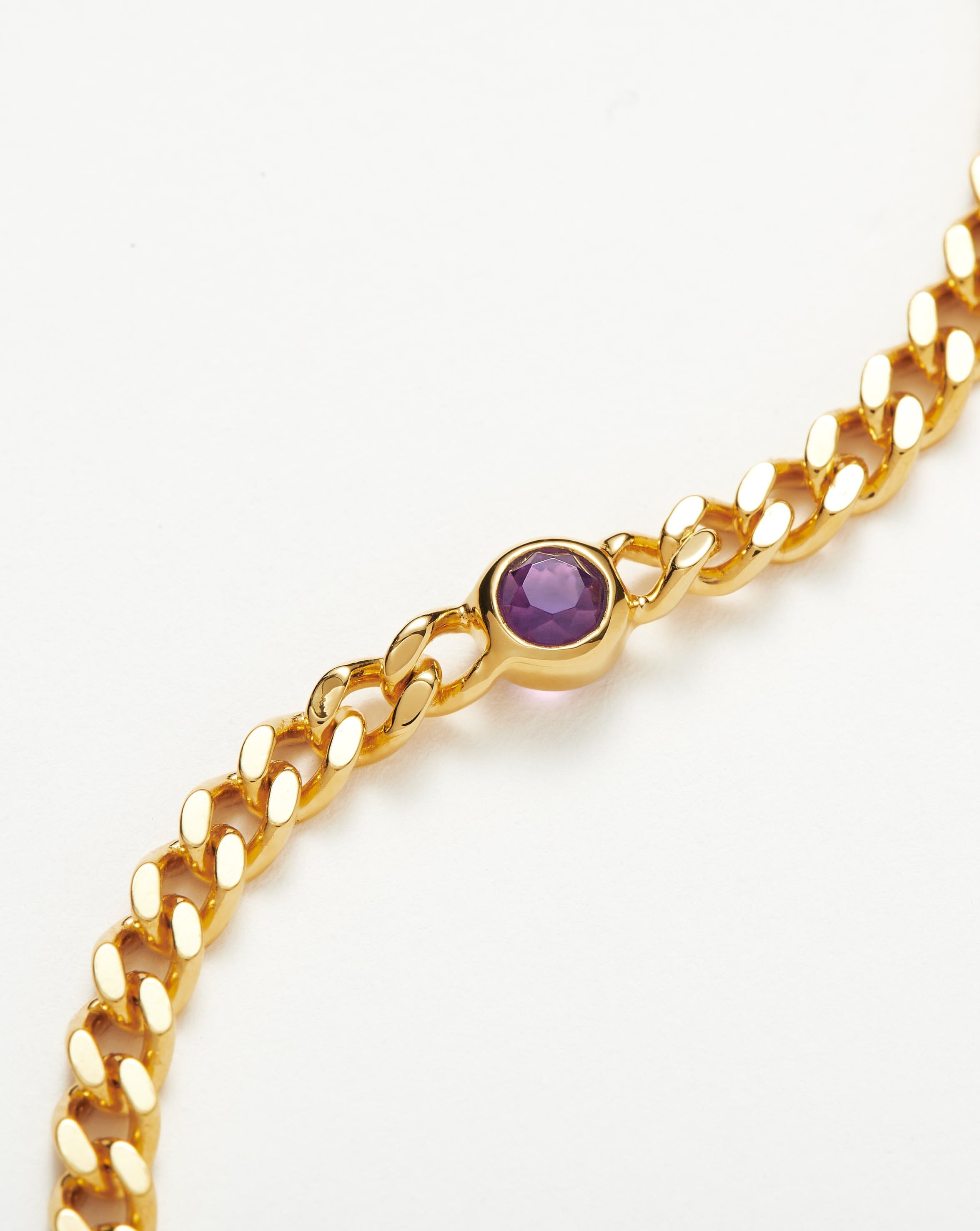 Birthstone Chain Bracelet - February | 18ct Gold Plated Vermeil/Amethyst Bracelets Missoma 