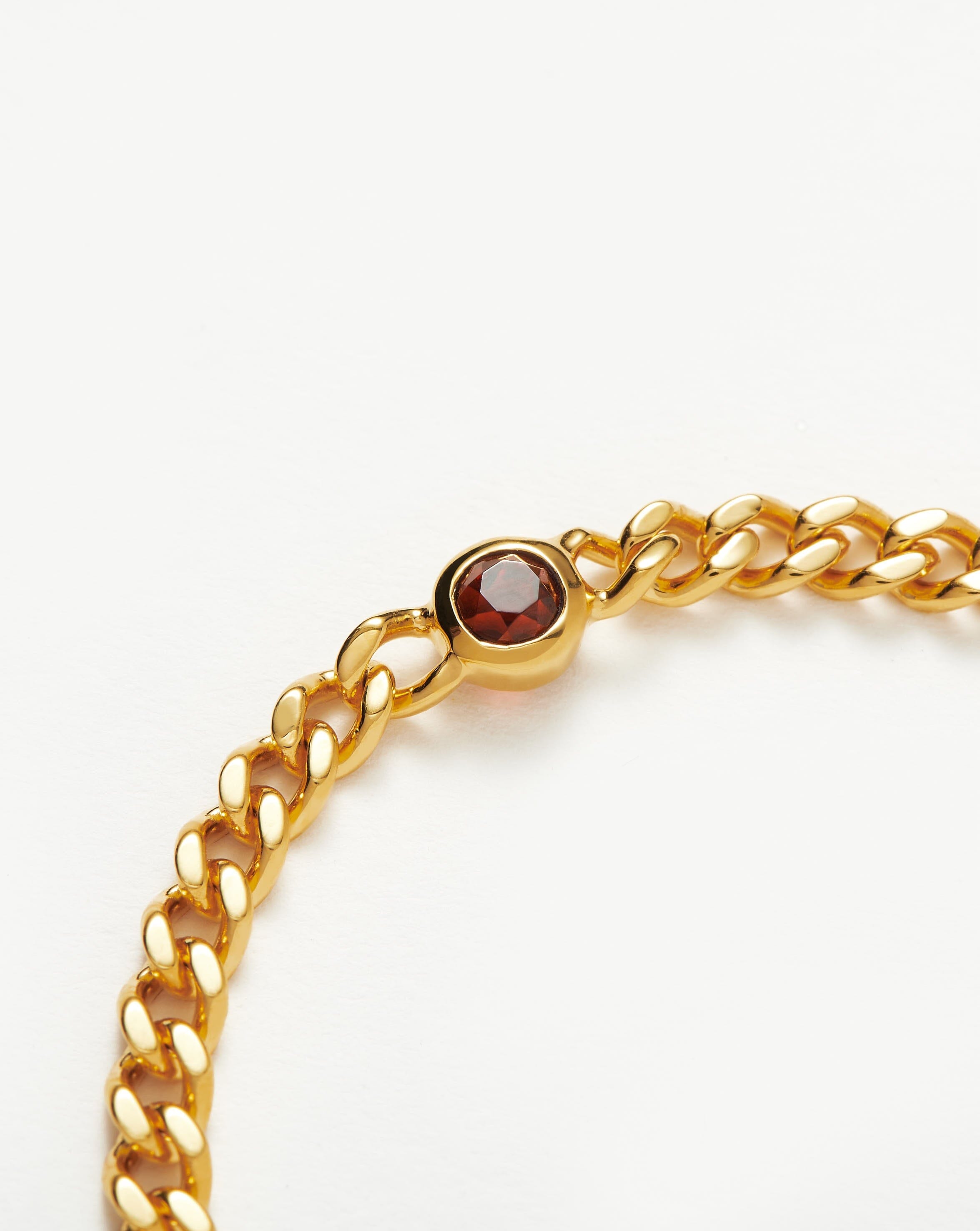 Birthstone Chain Bracelet - January | 18ct Gold Plated Vermeil/Garnet Bracelets Missoma 