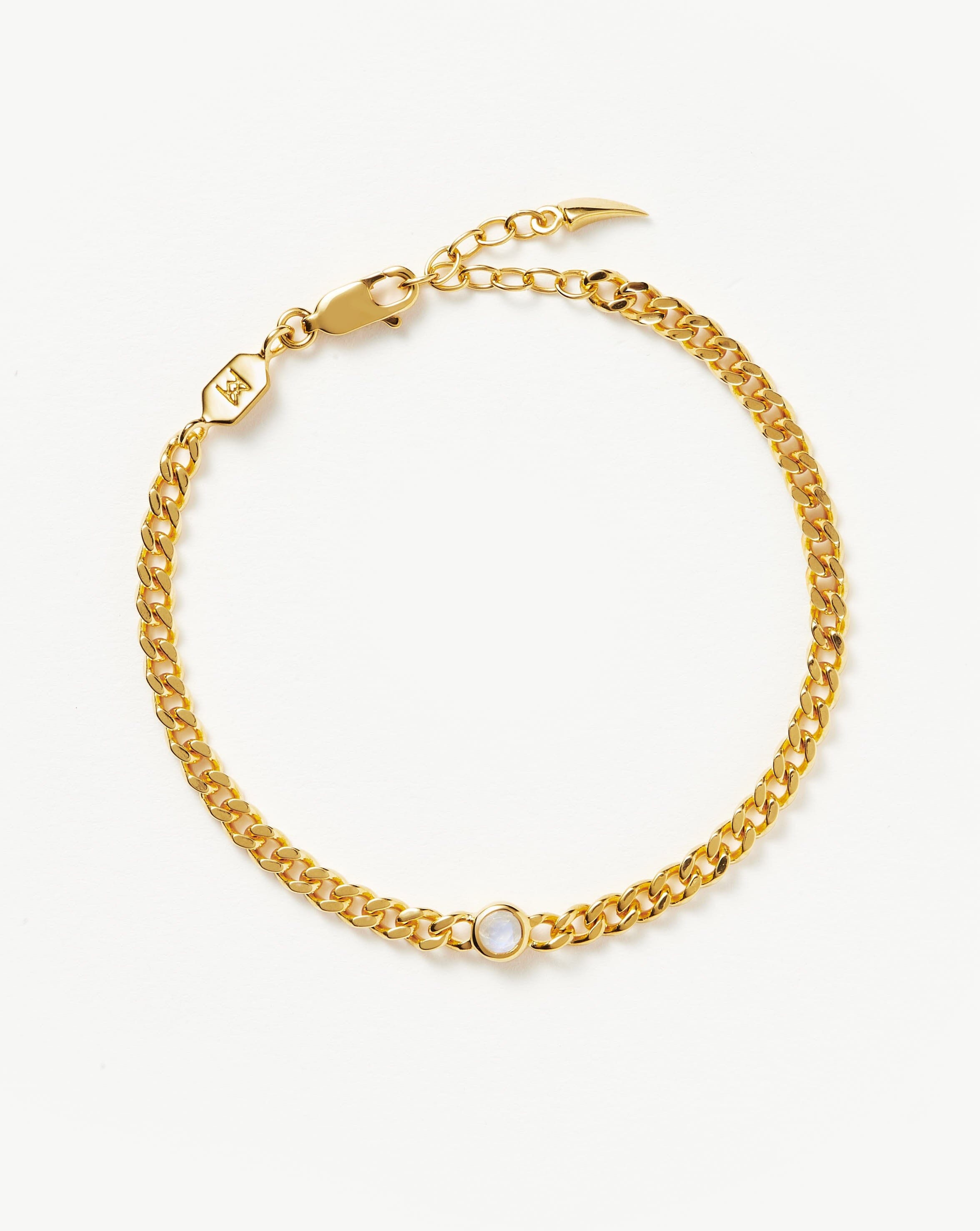 Birthstone Chain Bracelet - June | 18ct Gold Plated Vermeil/Rainbow Moonstone Bracelets Missoma 