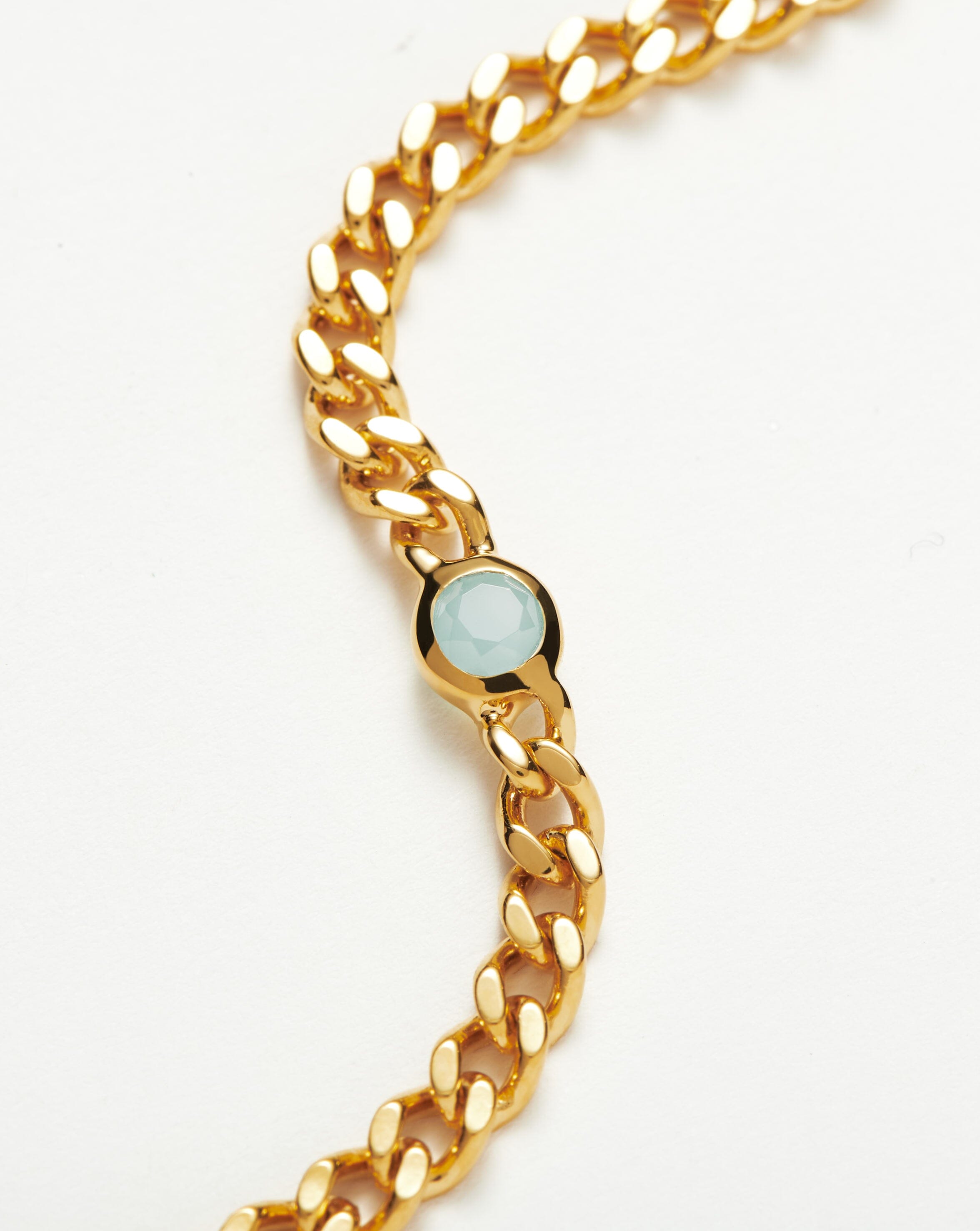 Birthstone Chain Bracelet - March | 18ct Gold Plated Vermeil/Aqua Chalcedony Bracelets Missoma 